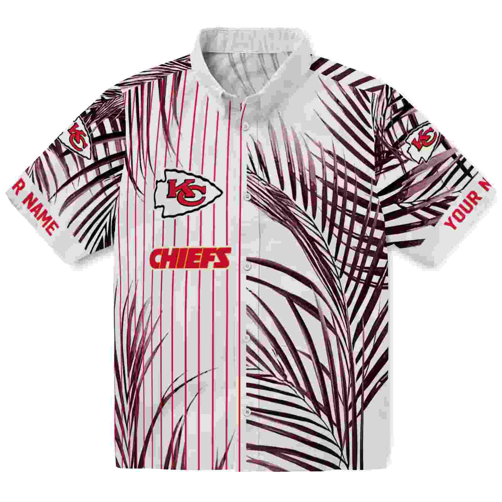 Kansas City Chiefs Palm Stripes Red Black White Hawaiian Shirt