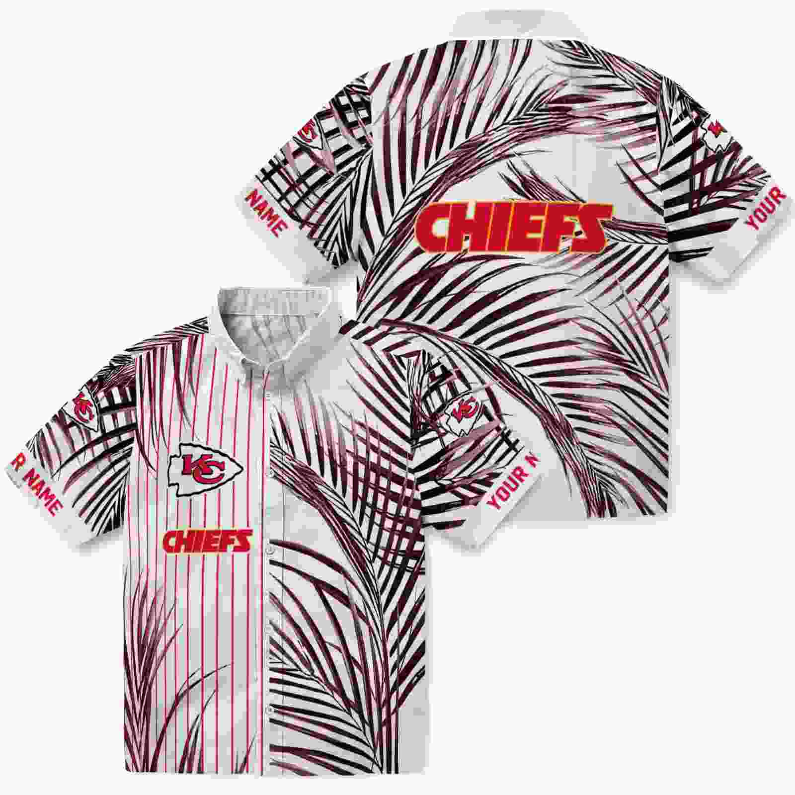 kansas city chiefs palm stripes red black white hawaiian shirt high quality