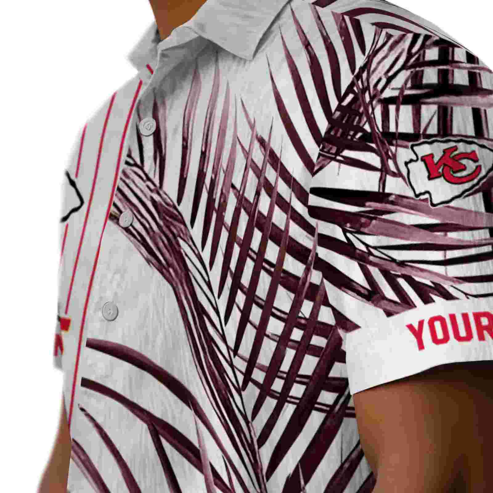 kansas city chiefs palm stripes red black white hawaiian shirt trendy