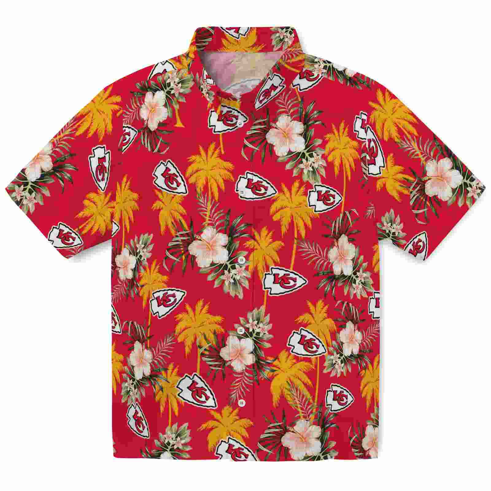 Kansas City Chiefs Palm Tree Flower Red Hawaiian Shirt