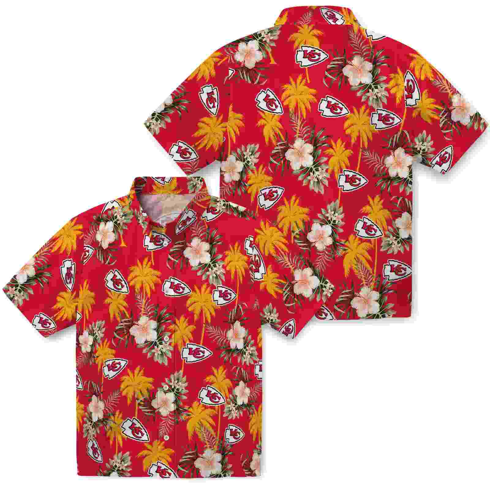 kansas city chiefs palm tree flower red hawaiian shirt high quality