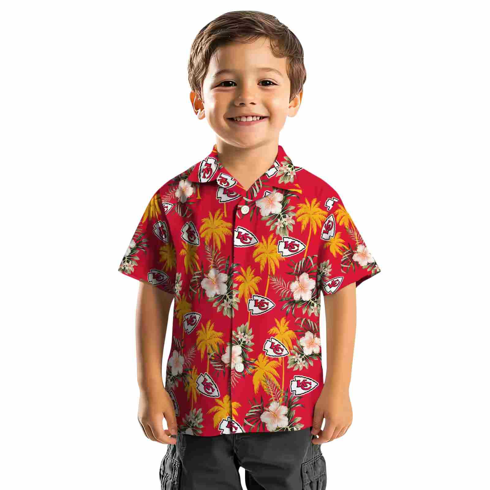 kansas city chiefs palm tree flower red hawaiian shirt top rated