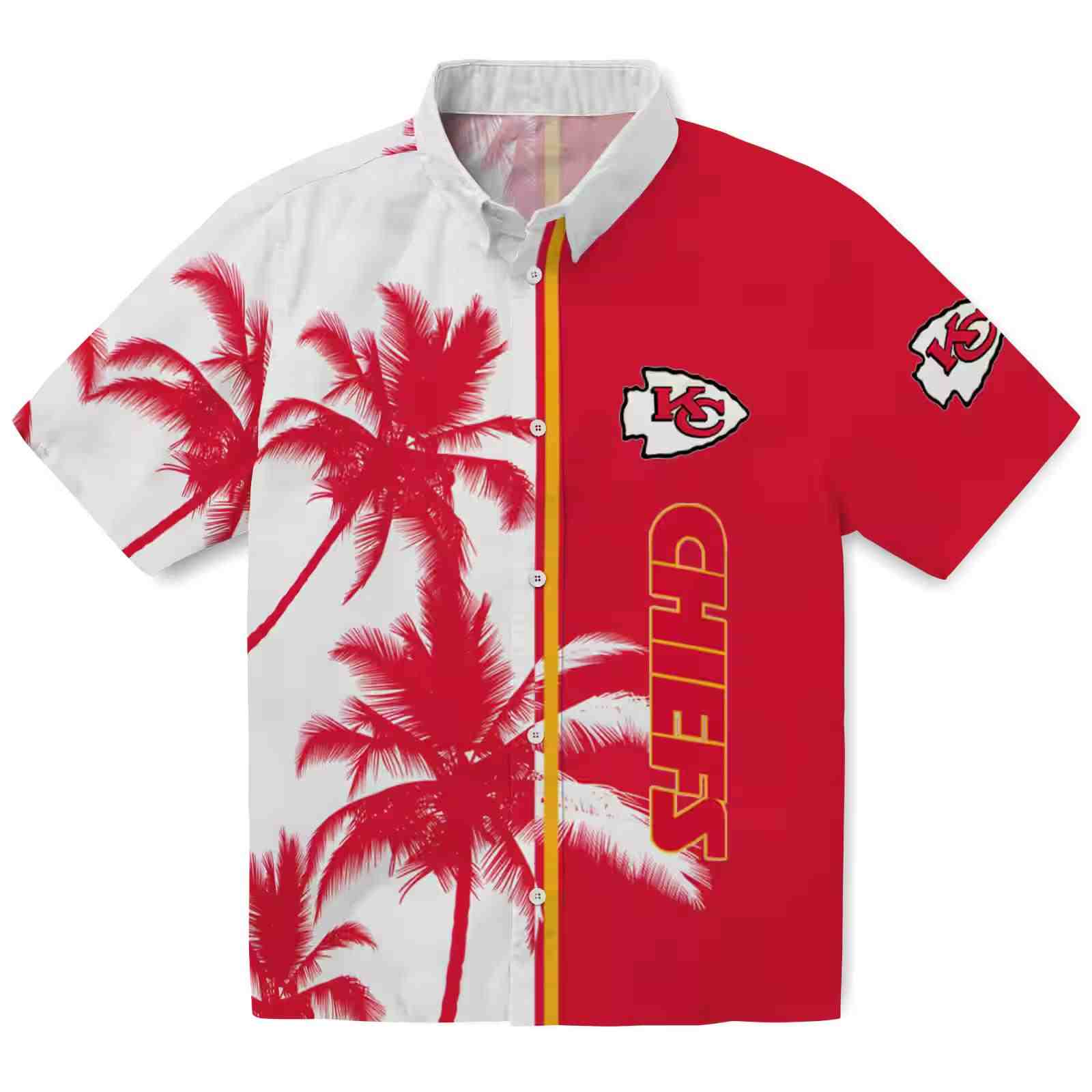 Kansas City Chiefs Palm Trees Red White Hawaiian Shirt