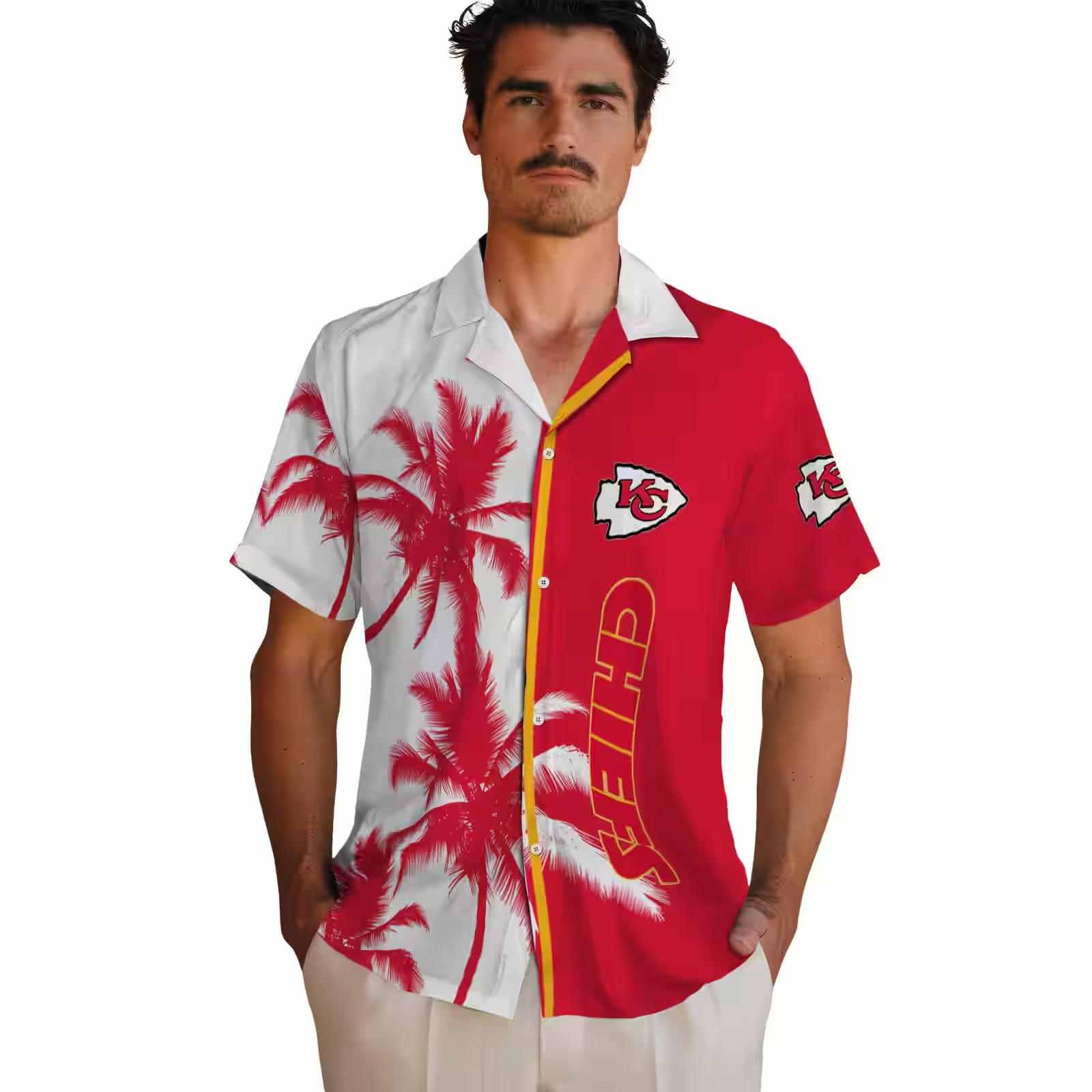 kansas city chiefs palm trees red white hawaiian shirt fashion forward