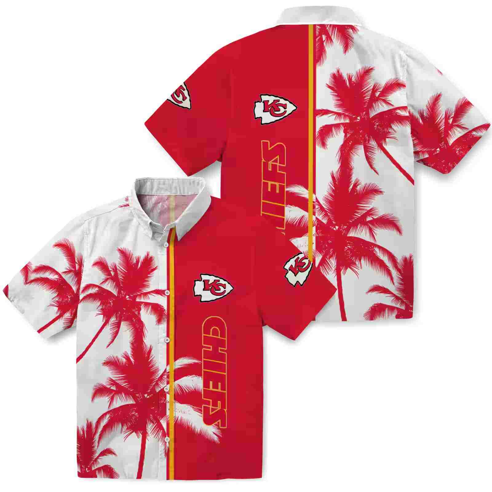 kansas city chiefs palm trees red white hawaiian shirt high quality