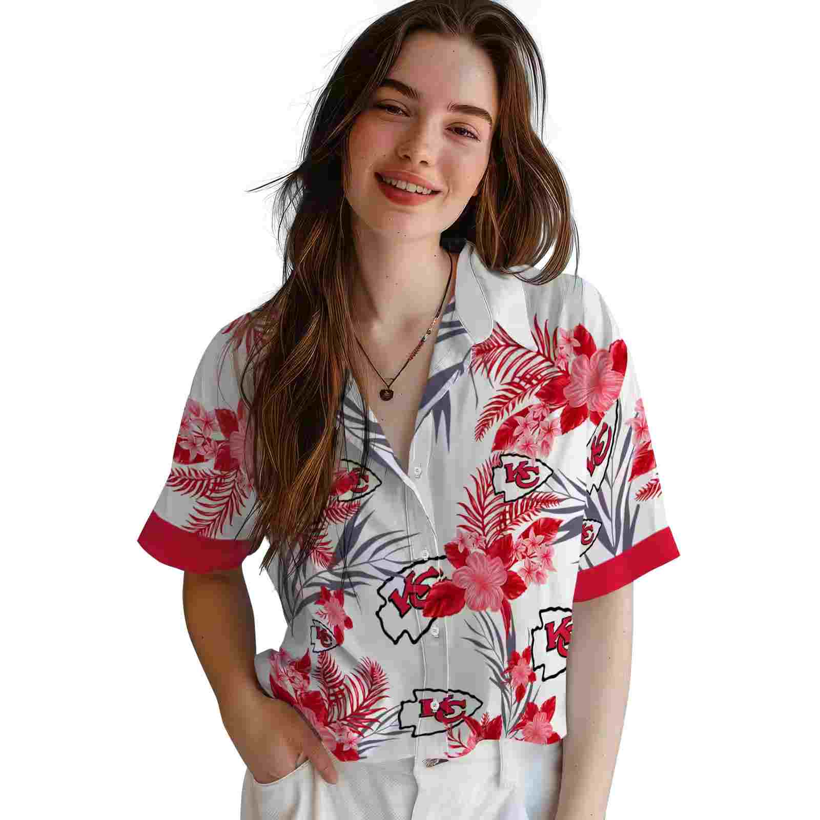 kansas city chiefs patriotic hibiscus design red white hawaiian shirt latest model