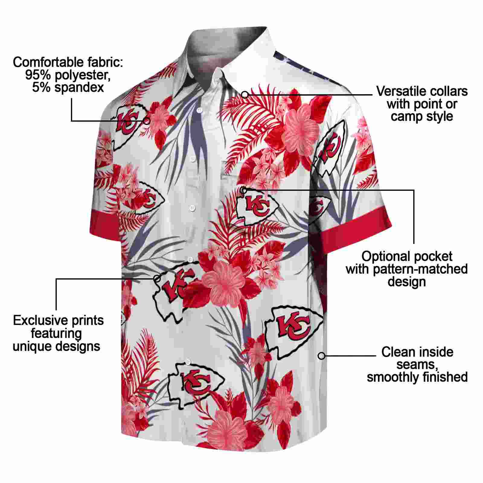 kansas city chiefs patriotic hibiscus design red white hawaiian shirt new arrival