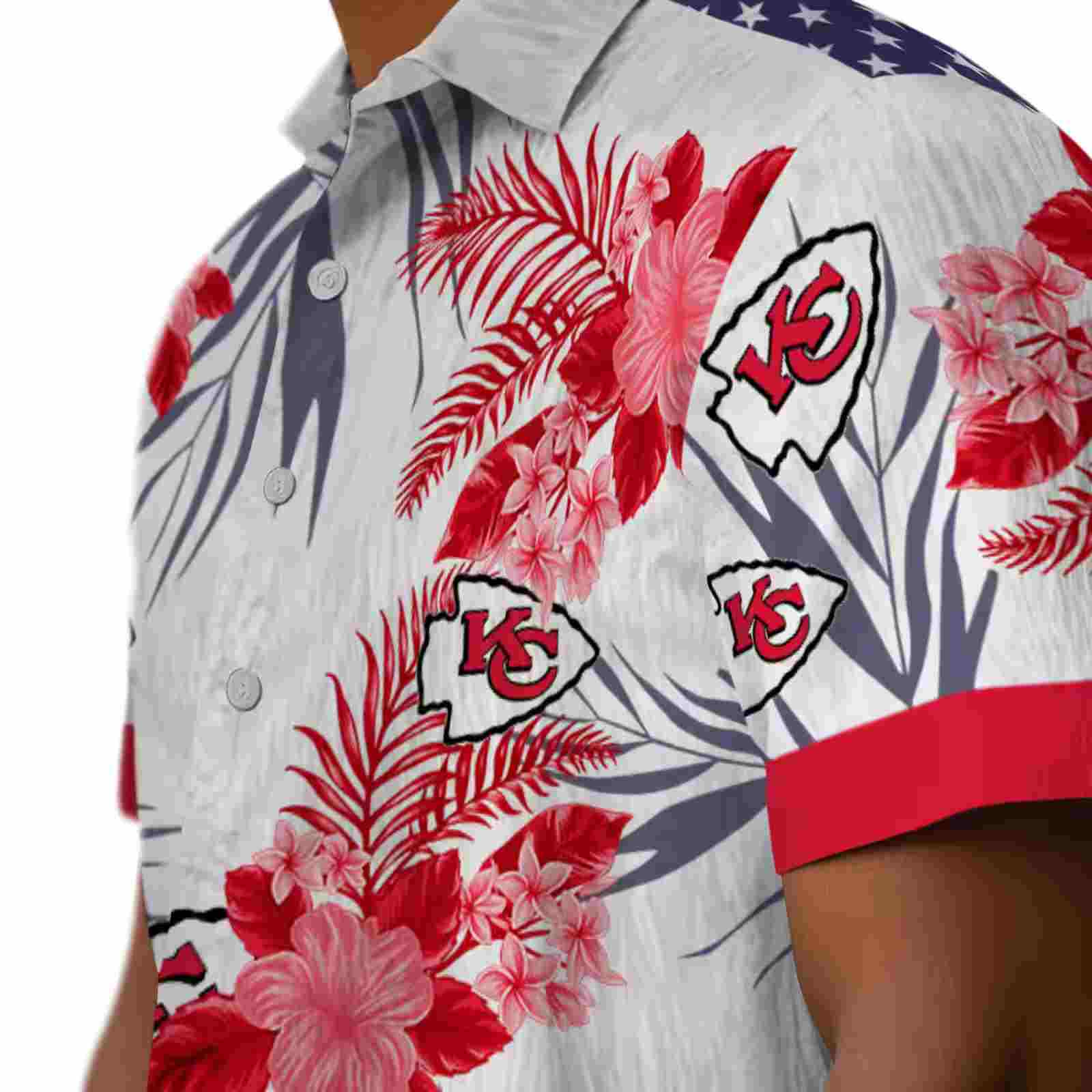 kansas city chiefs patriotic hibiscus design red white hawaiian shirt trendy