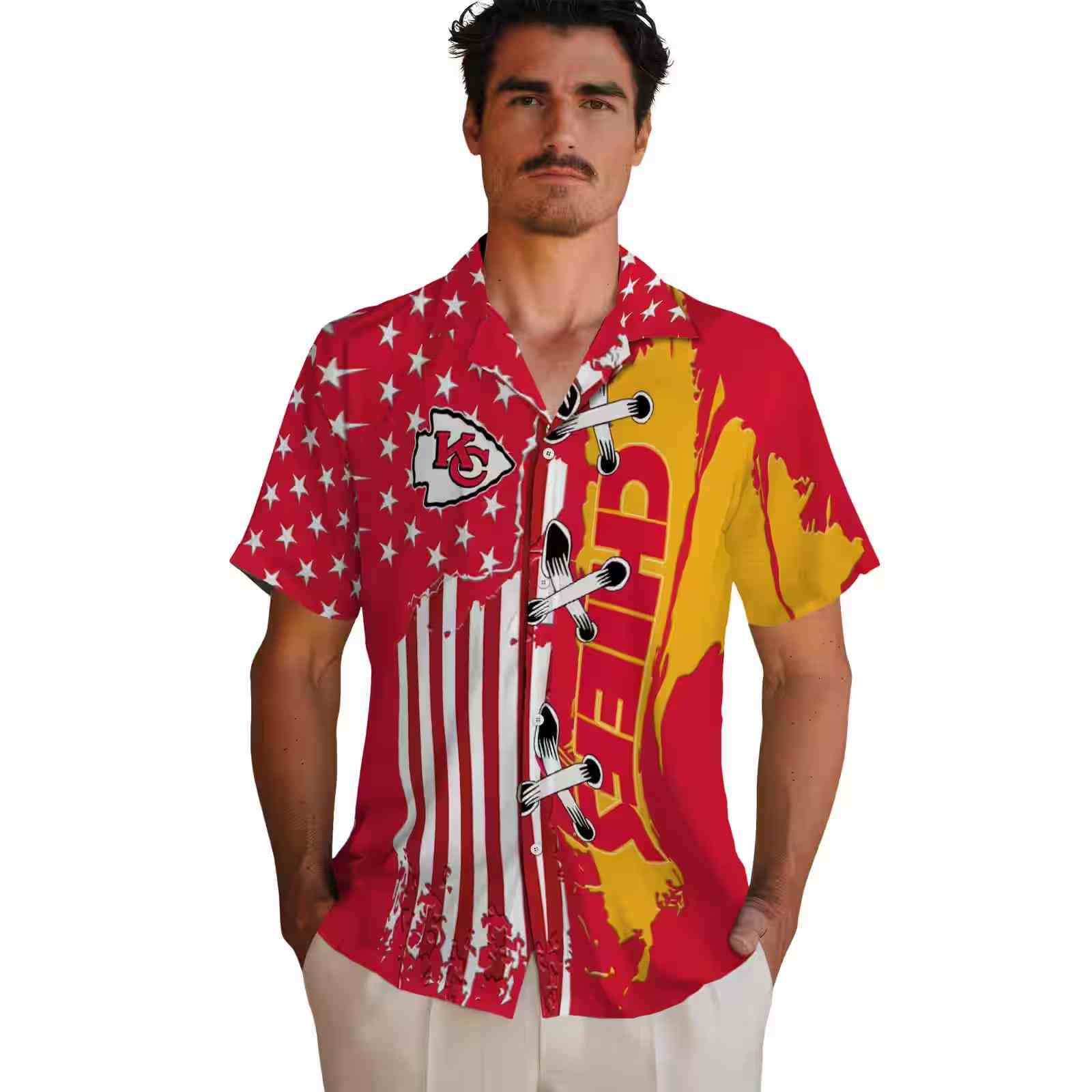 kansas city chiefs stitched flag red hawaiian shirt fashion forward