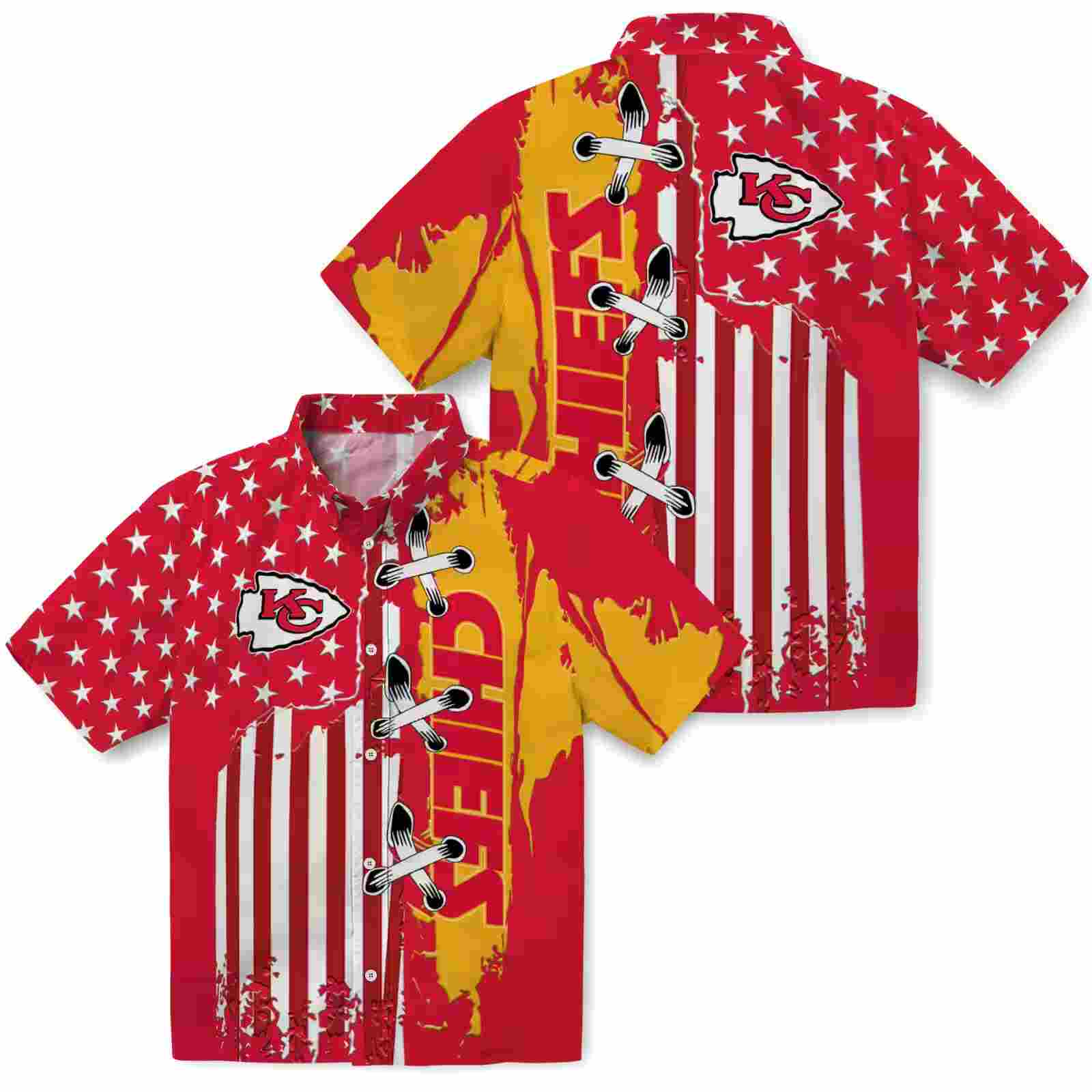 kansas city chiefs stitched flag red hawaiian shirt high quality