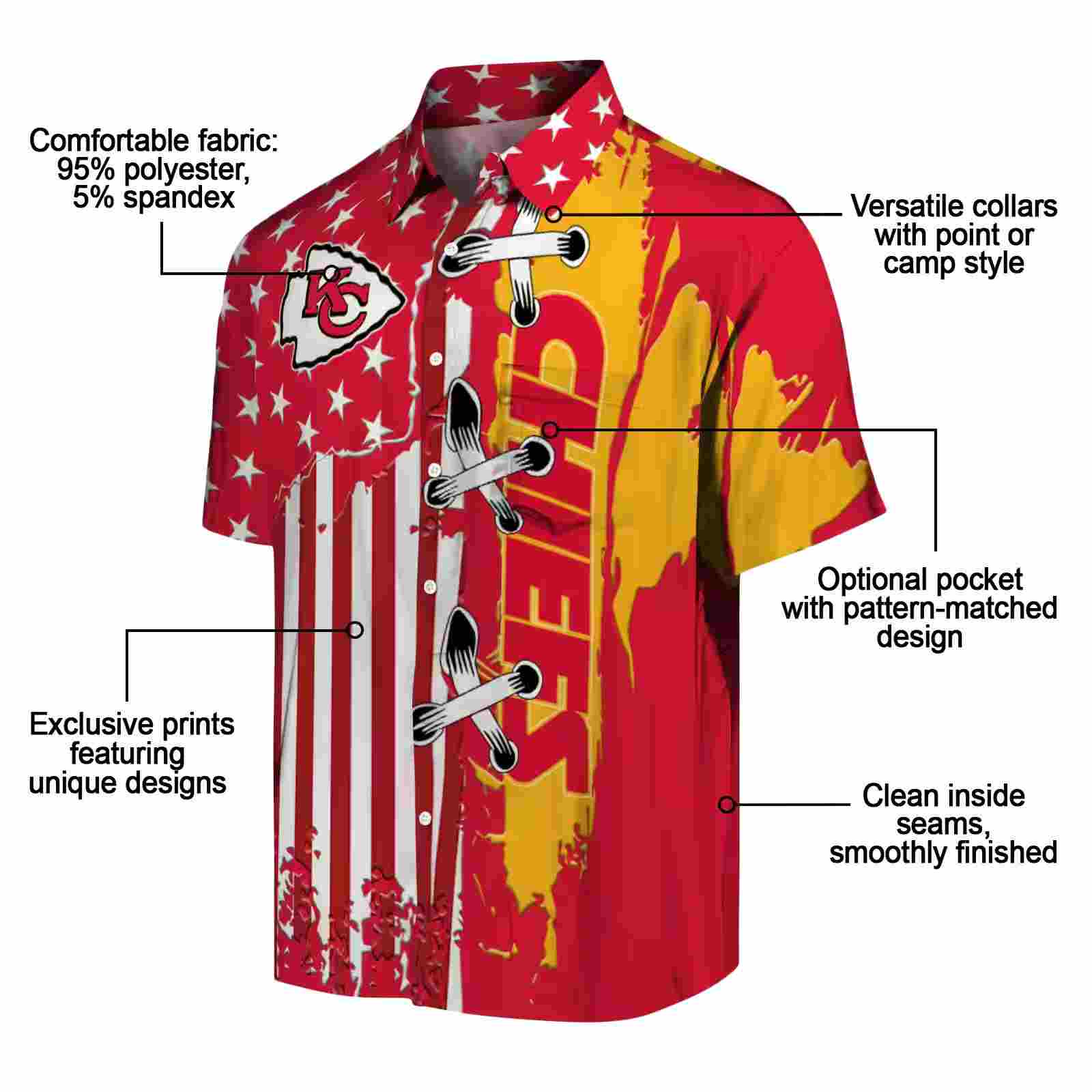 kansas city chiefs stitched flag red hawaiian shirt new arrival