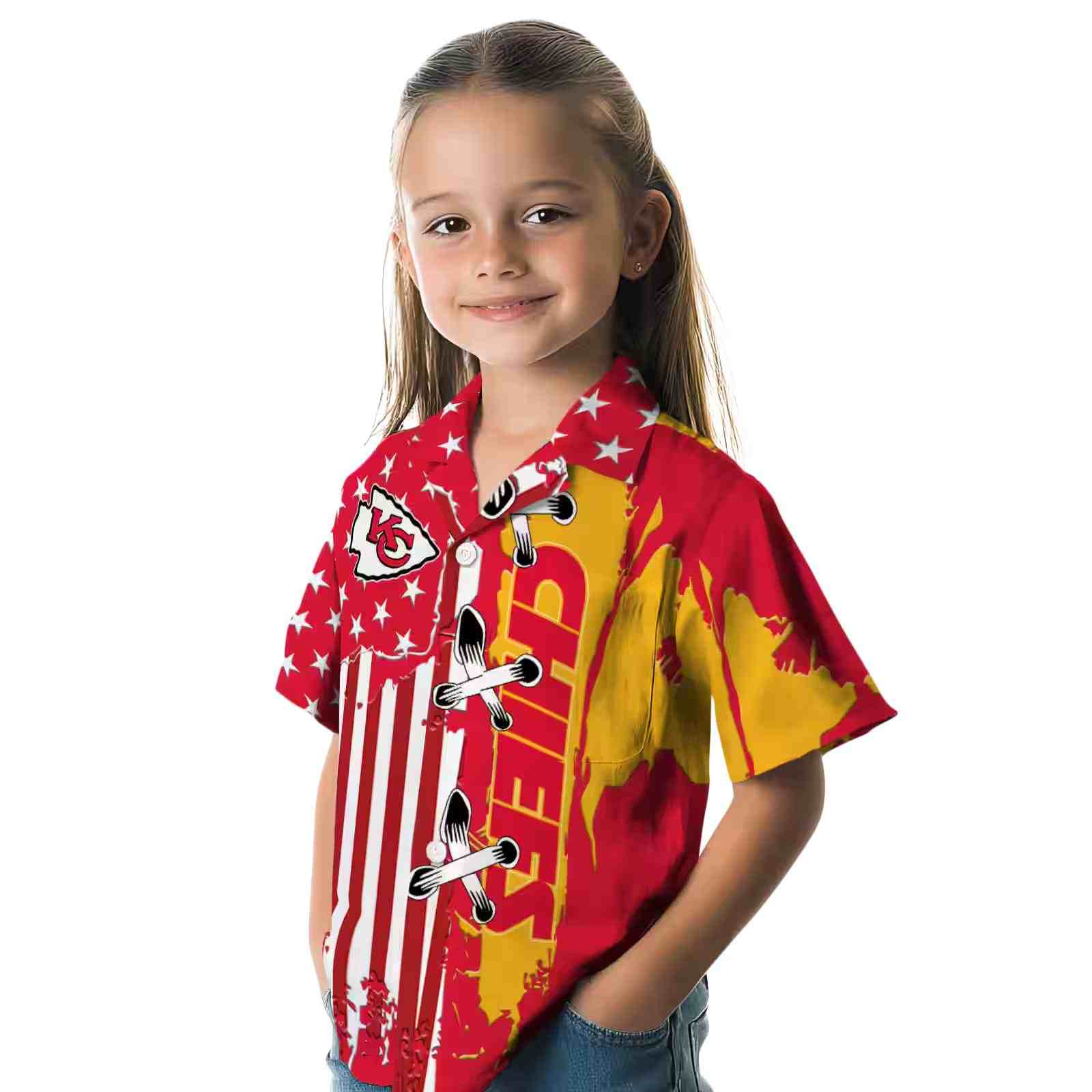 kansas city chiefs stitched flag red hawaiian shirt premium grade