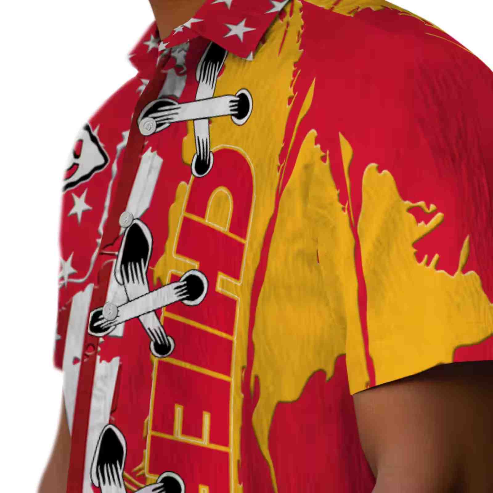 kansas city chiefs stitched flag red hawaiian shirt trendy