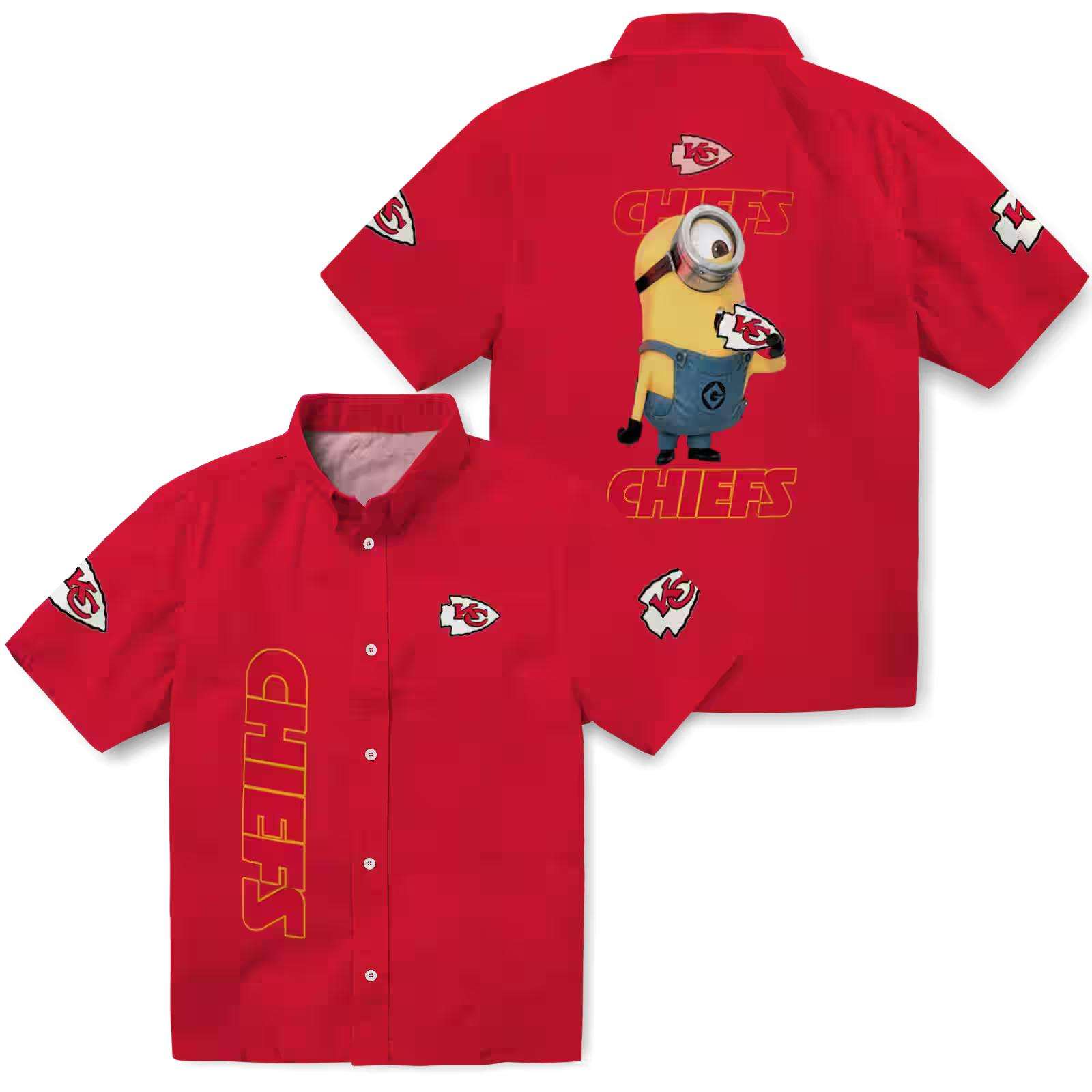 kansas city chiefs stuart minion red hawaiian shirt high quality