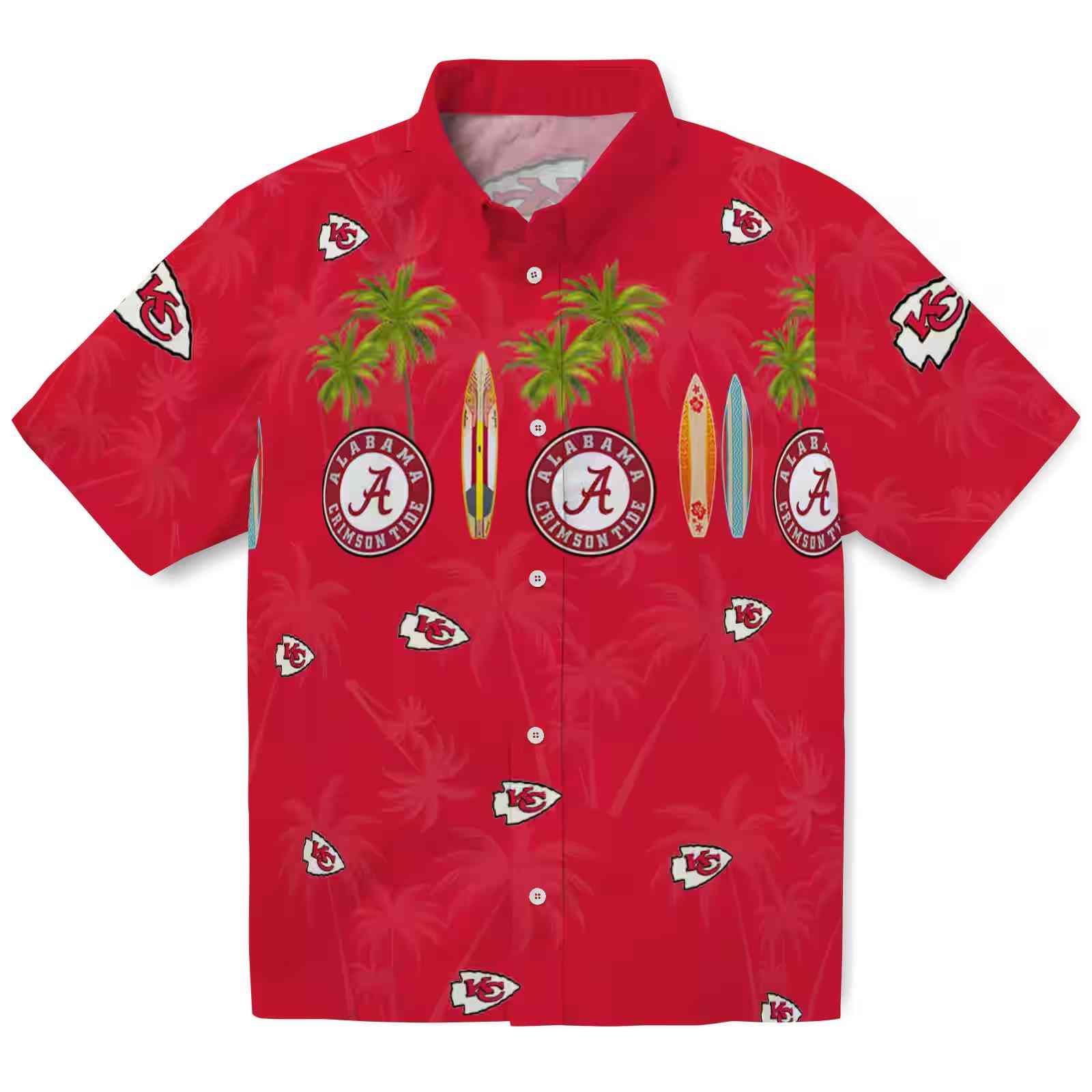 Kansas City Chiefs Surfboard Palm Red Hawaiian Shirt