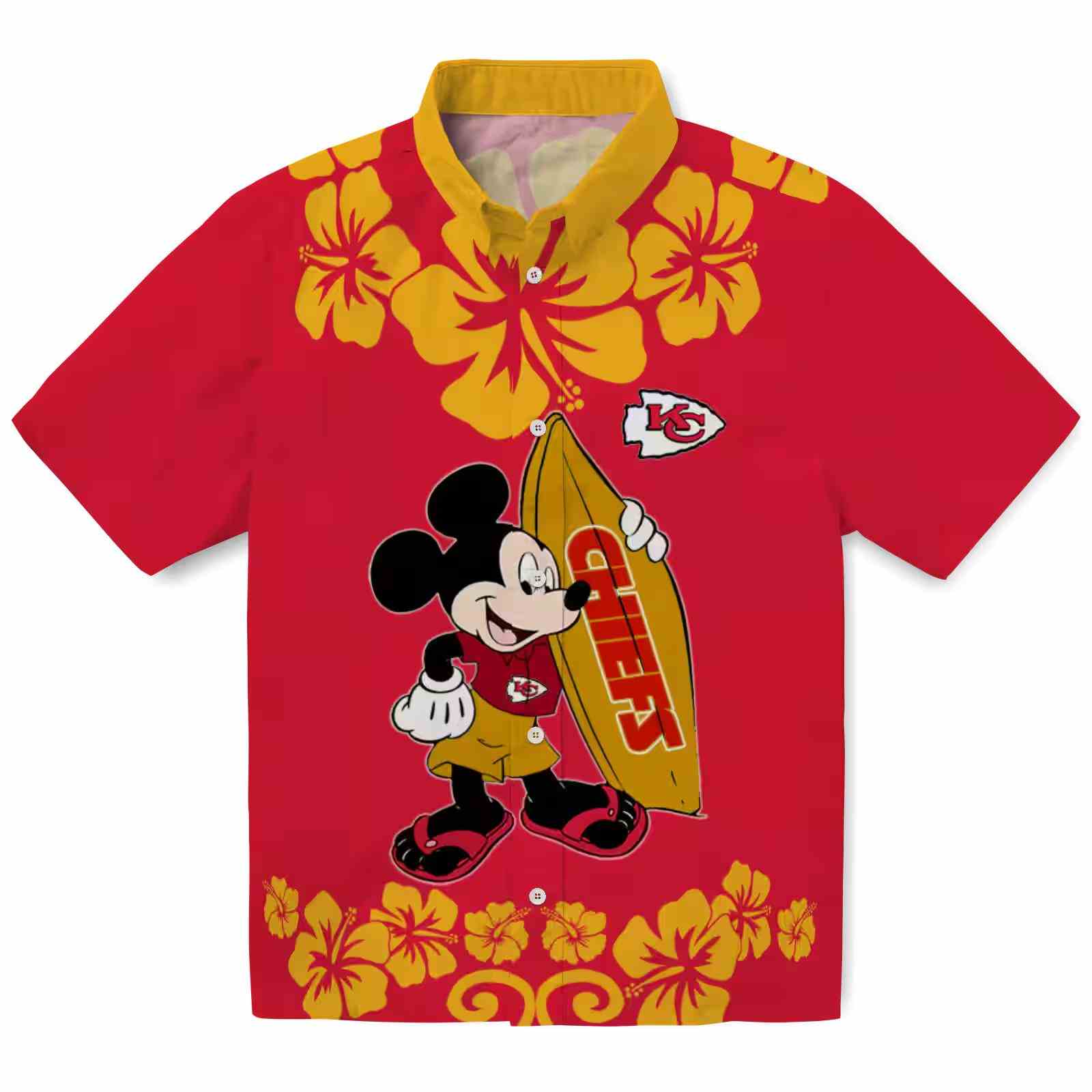 Kansas City Chiefs Surfing Mickey Red Hawaiian Shirt