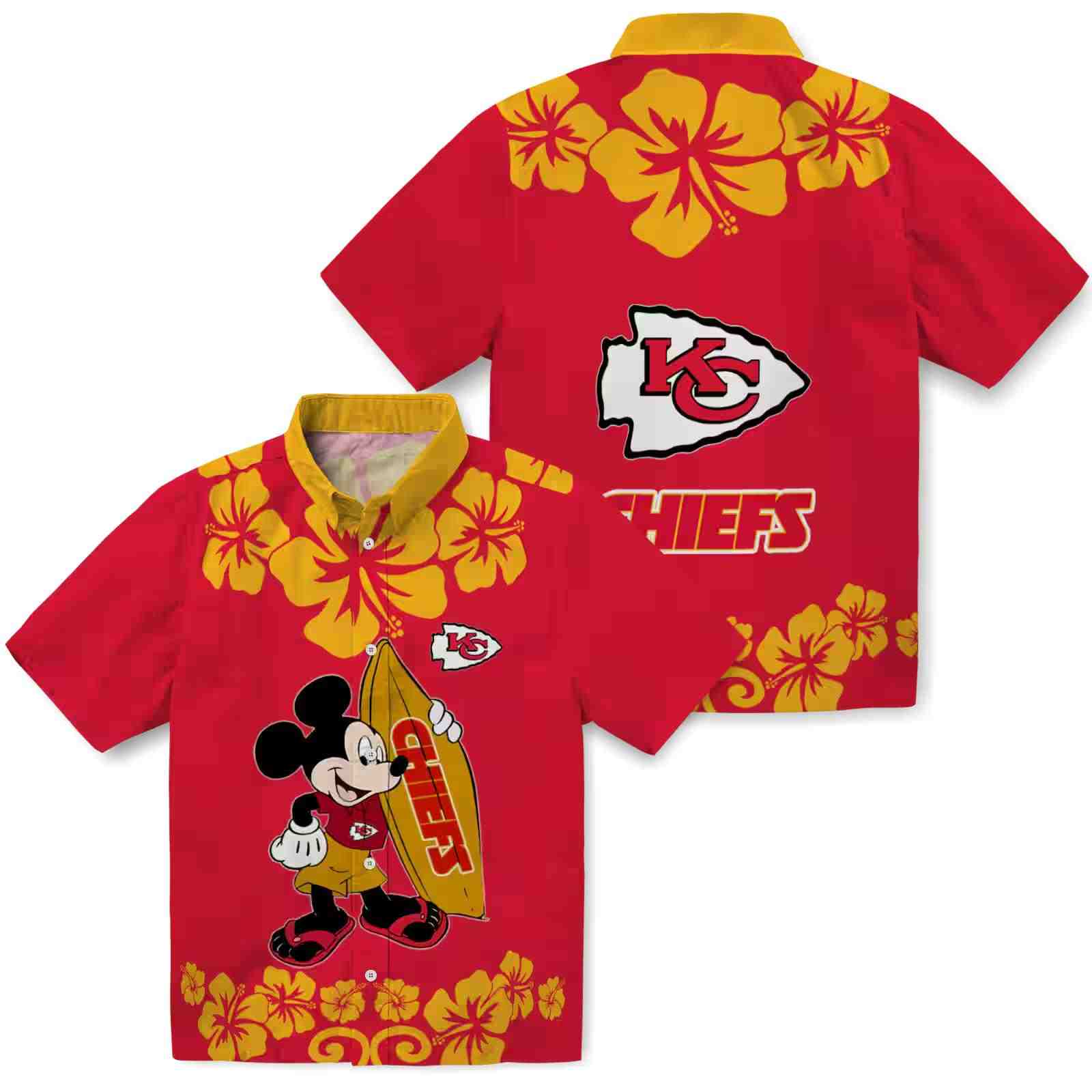 kansas city chiefs surfing mickey red hawaiian shirt high quality