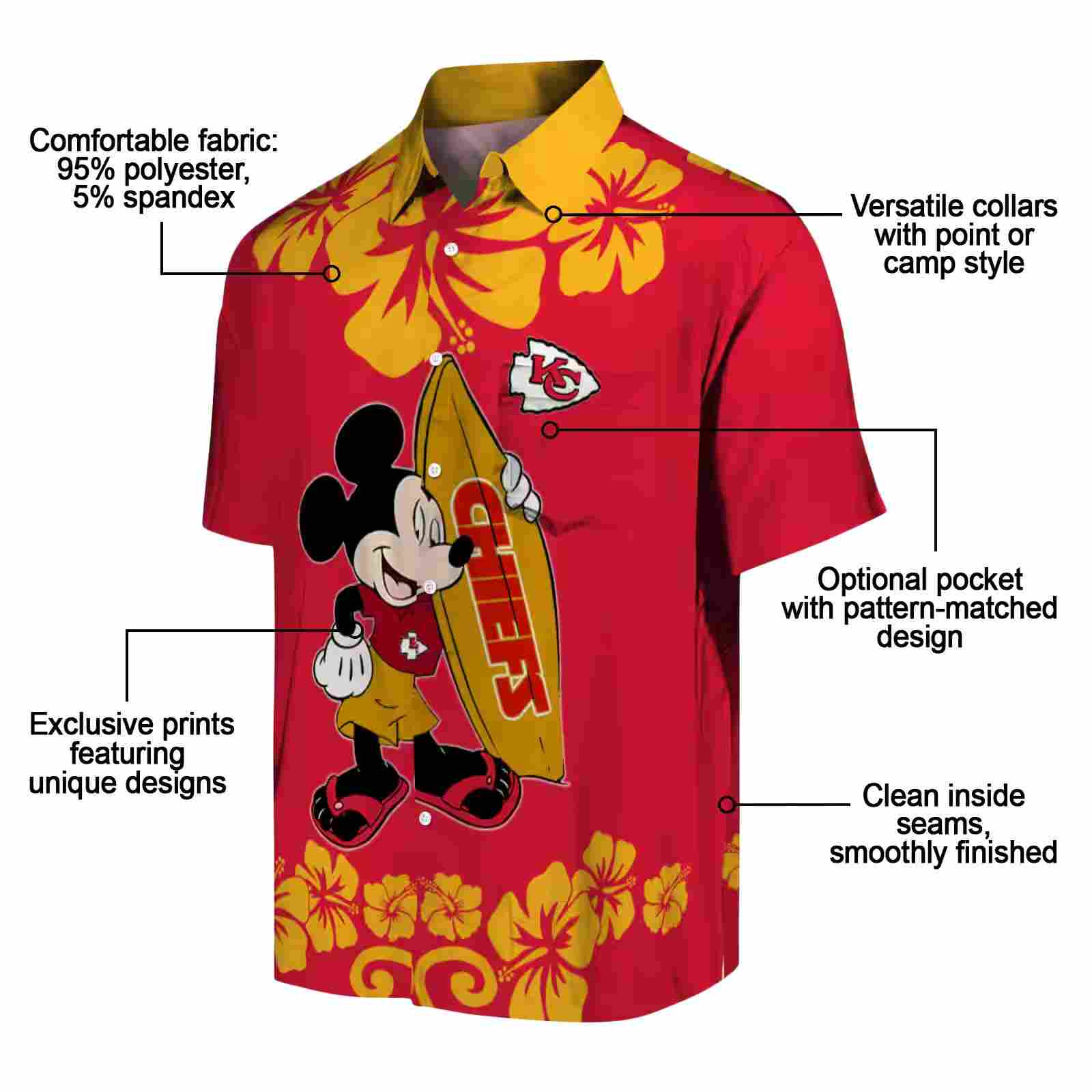 kansas city chiefs surfing mickey red hawaiian shirt new arrival