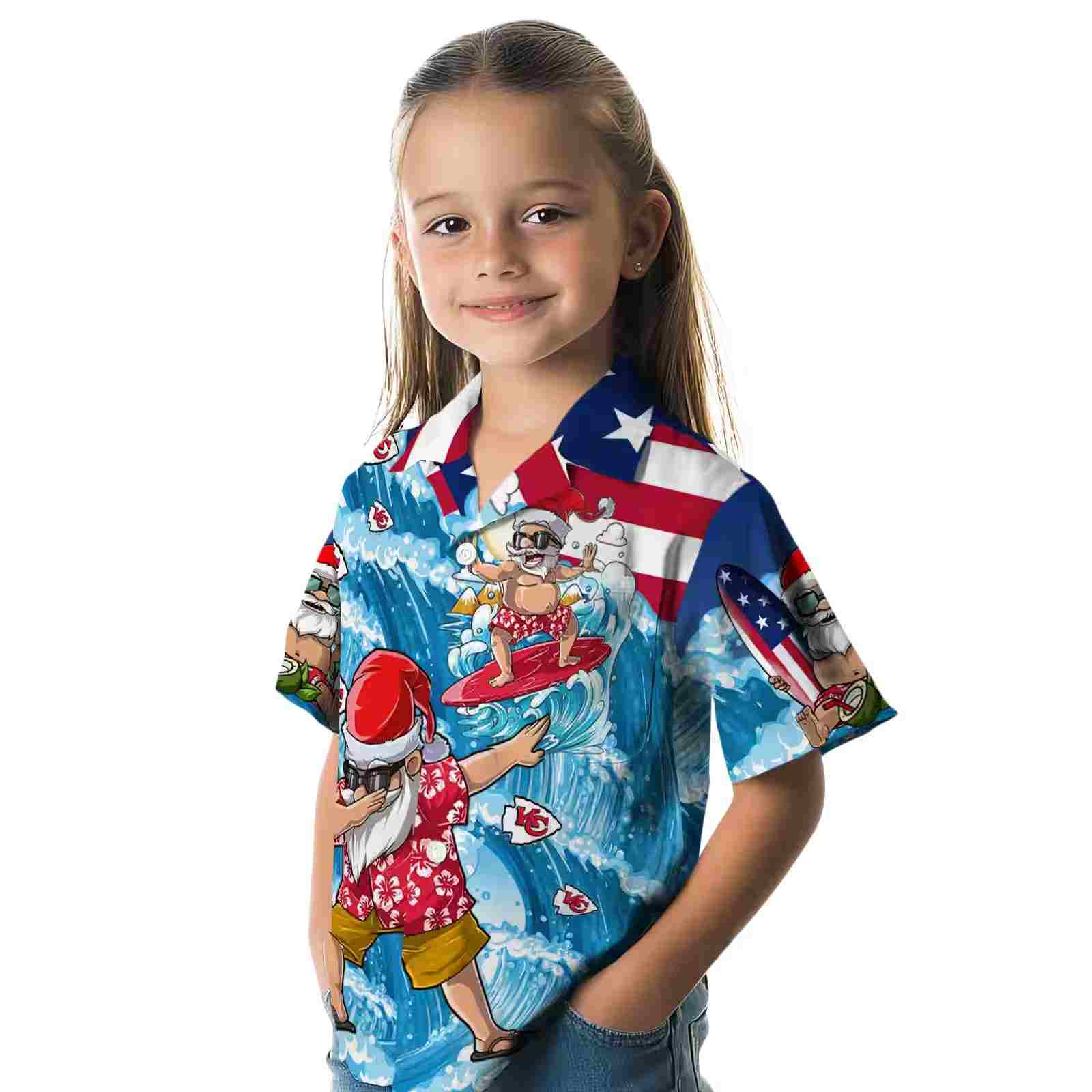 kansas city chiefs surfing santa blue hawaiian shirt premium grade