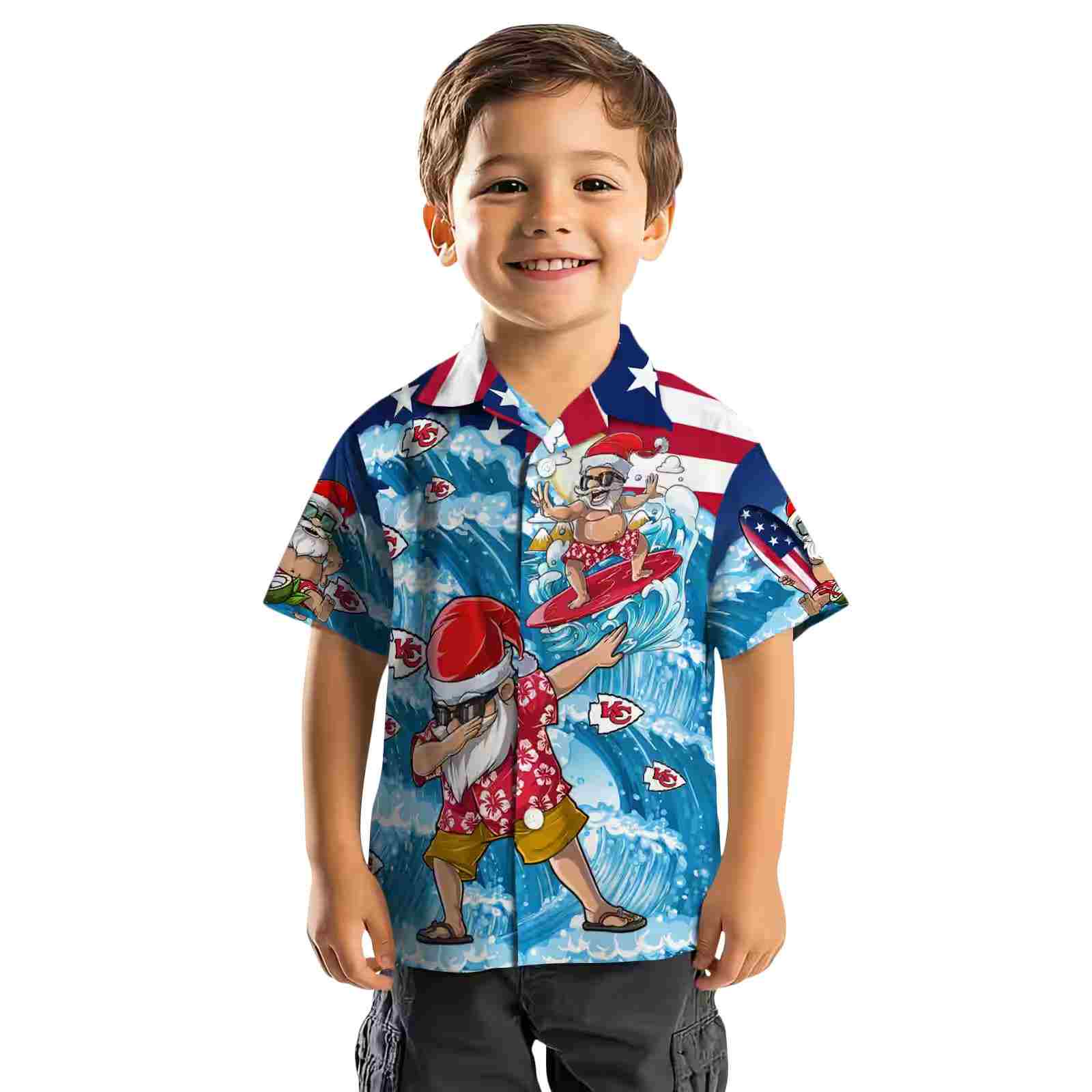 kansas city chiefs surfing santa blue hawaiian shirt top rated