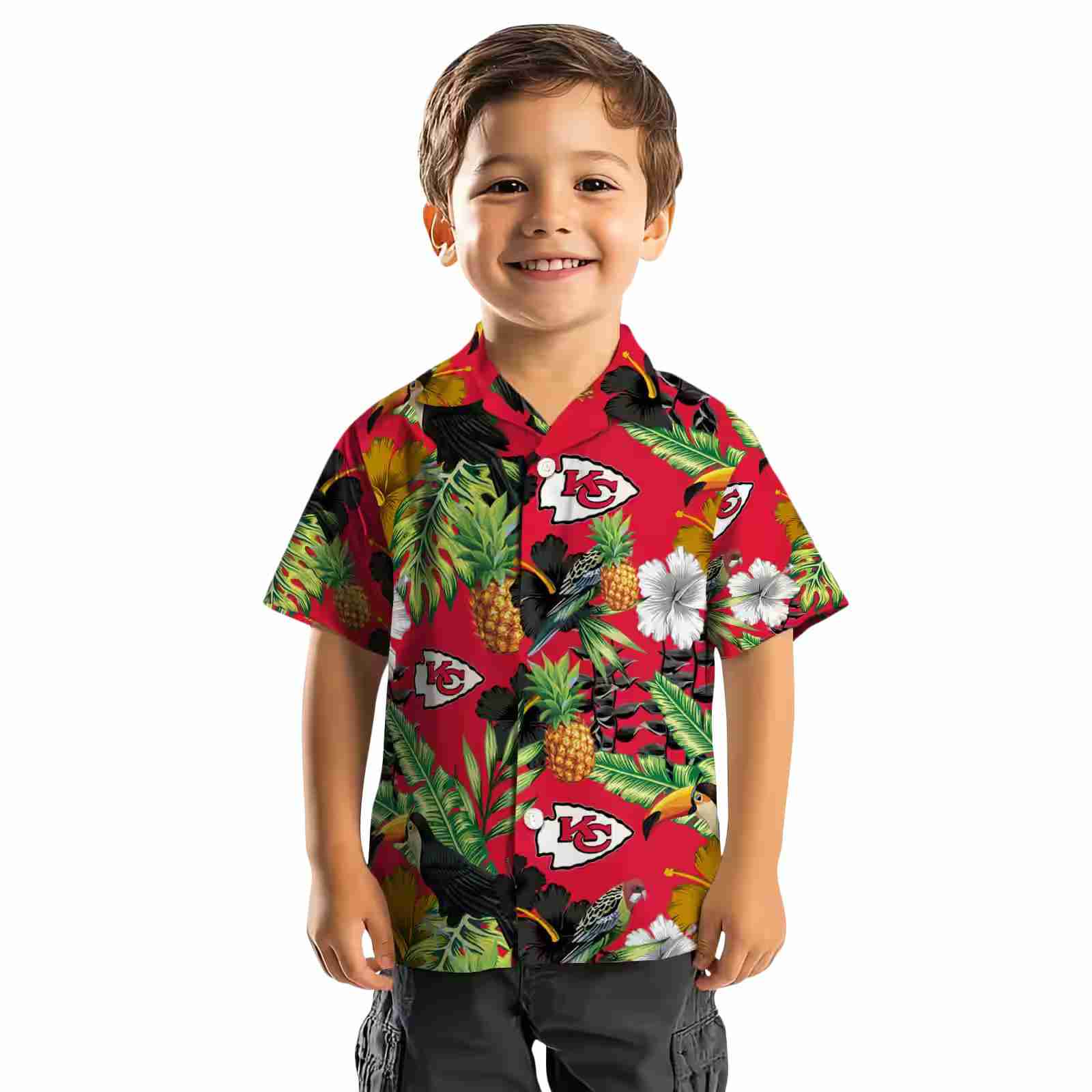 kansas city chiefs toucan hibiscus pineapple red green hawaiian shirt top rated