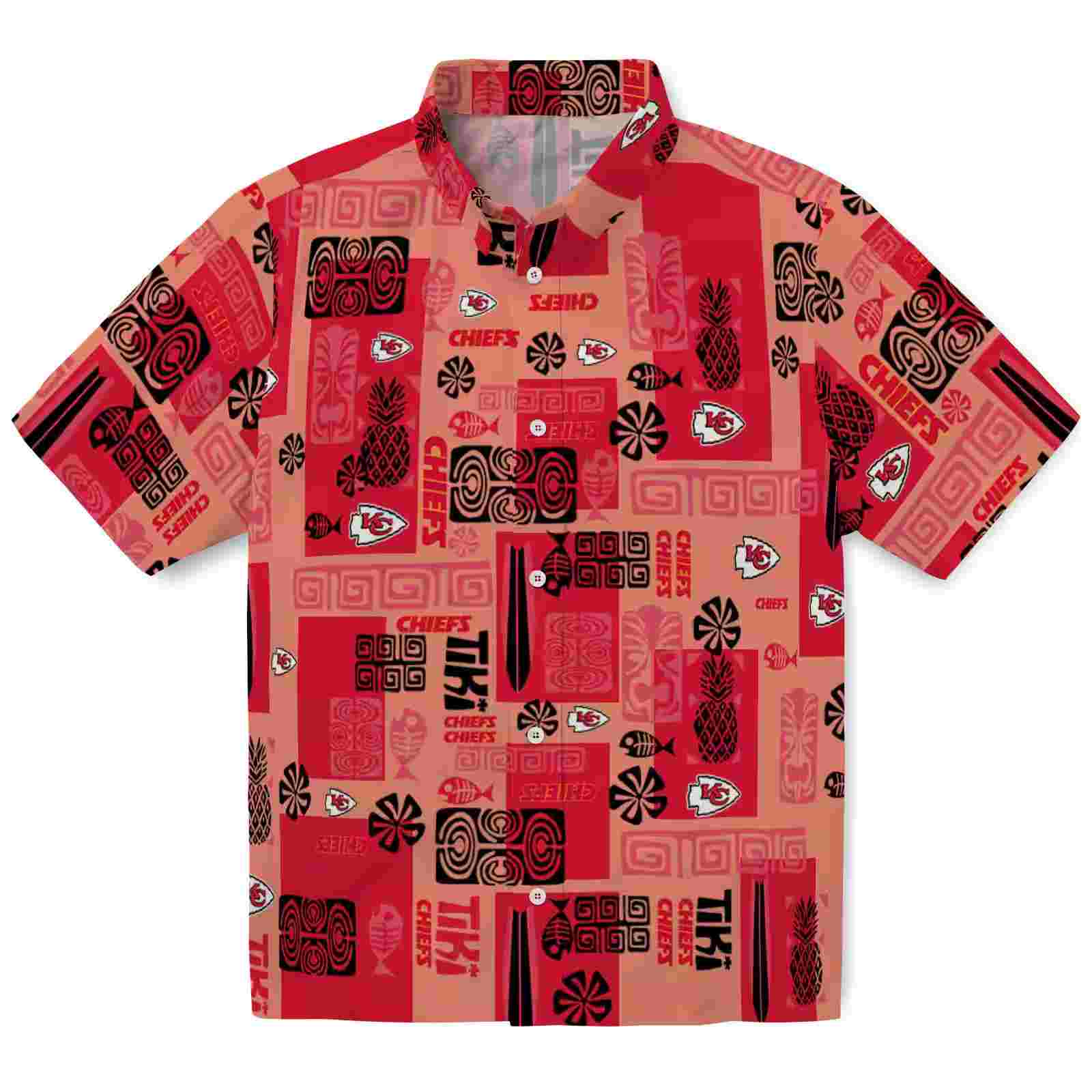 Kansas City Chiefs Tribal Symbols Red Hawaiian Shirt