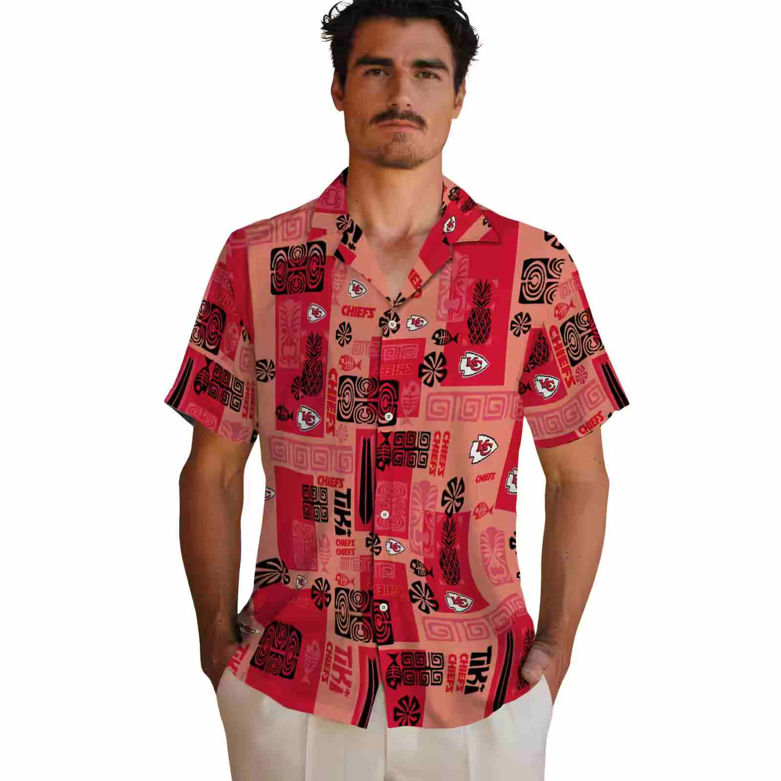 kansas city chiefs tribal symbols red hawaiian shirt fashion forward