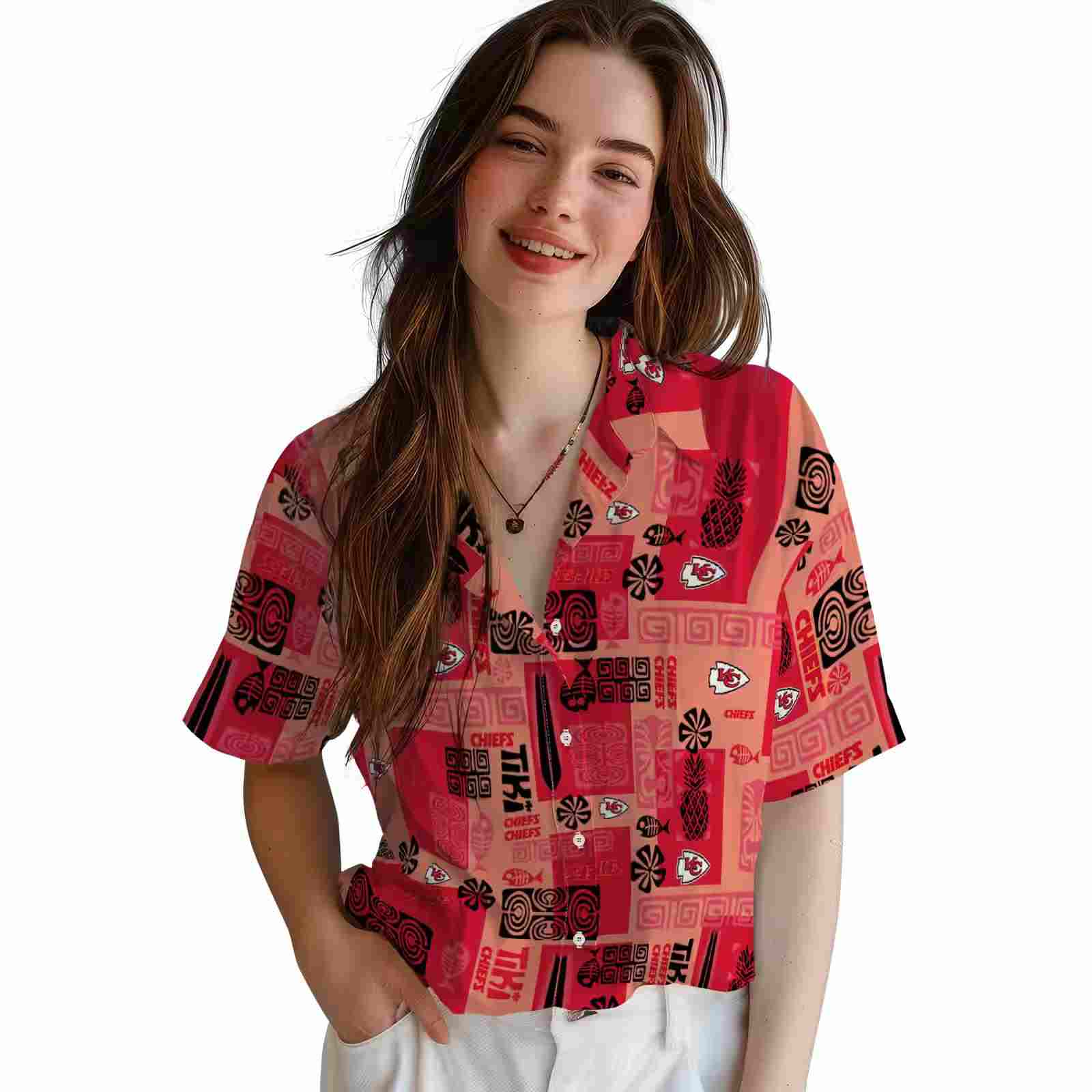 kansas city chiefs tribal symbols red hawaiian shirt latest model