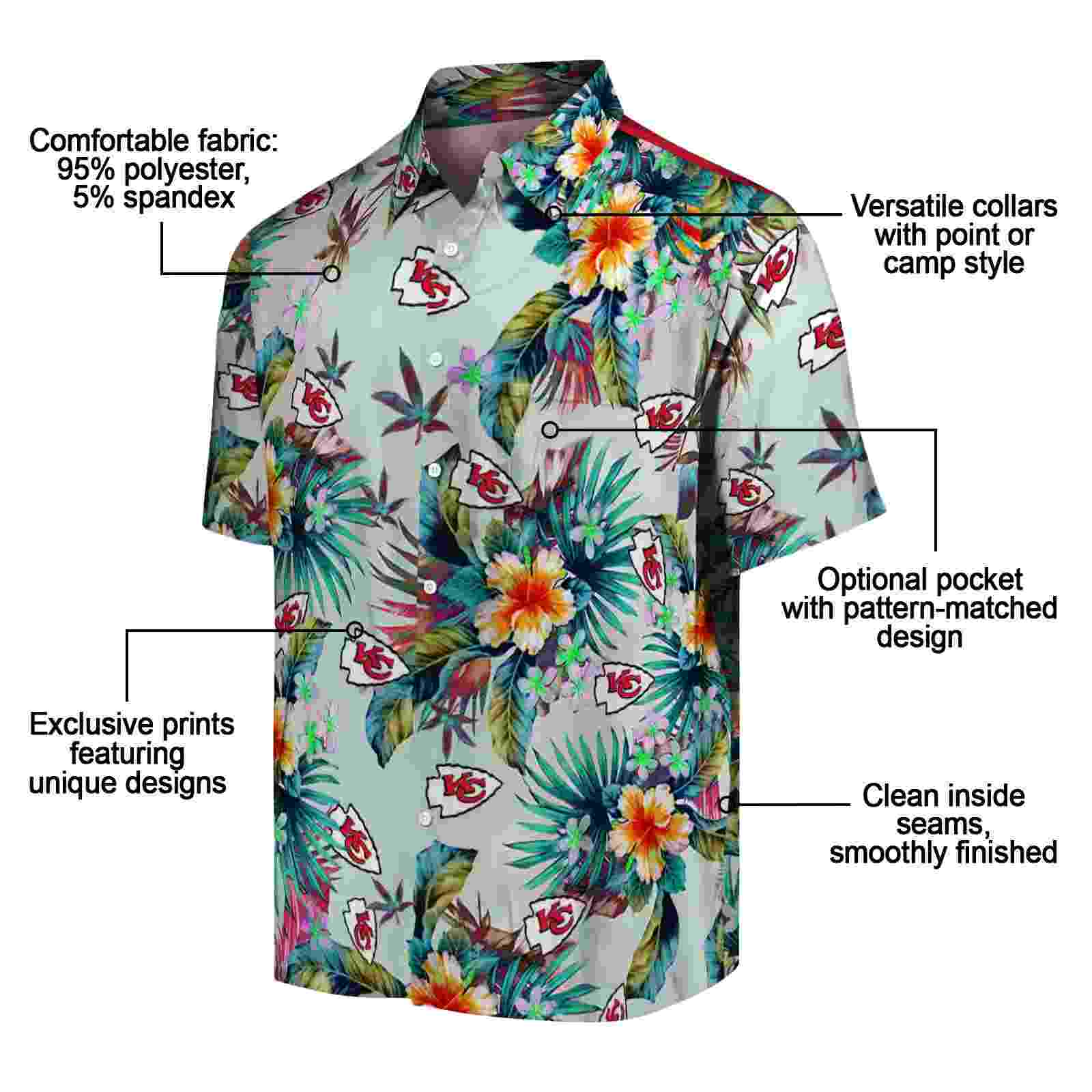 kansas city chiefs tropical foliage green hawaiian shirt new arrival