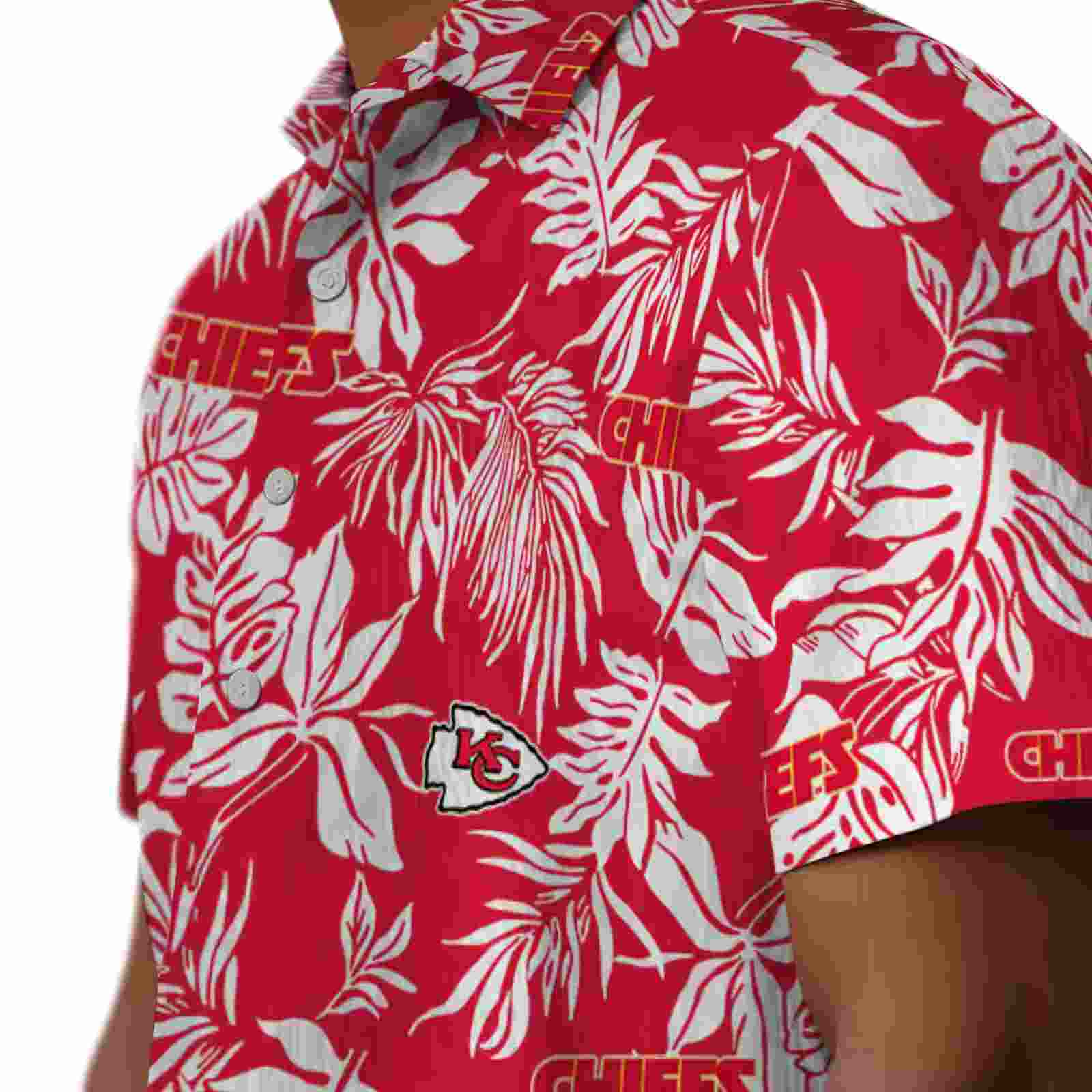 kansas city chiefs tropical leaf red white hawaiian shirt trendy