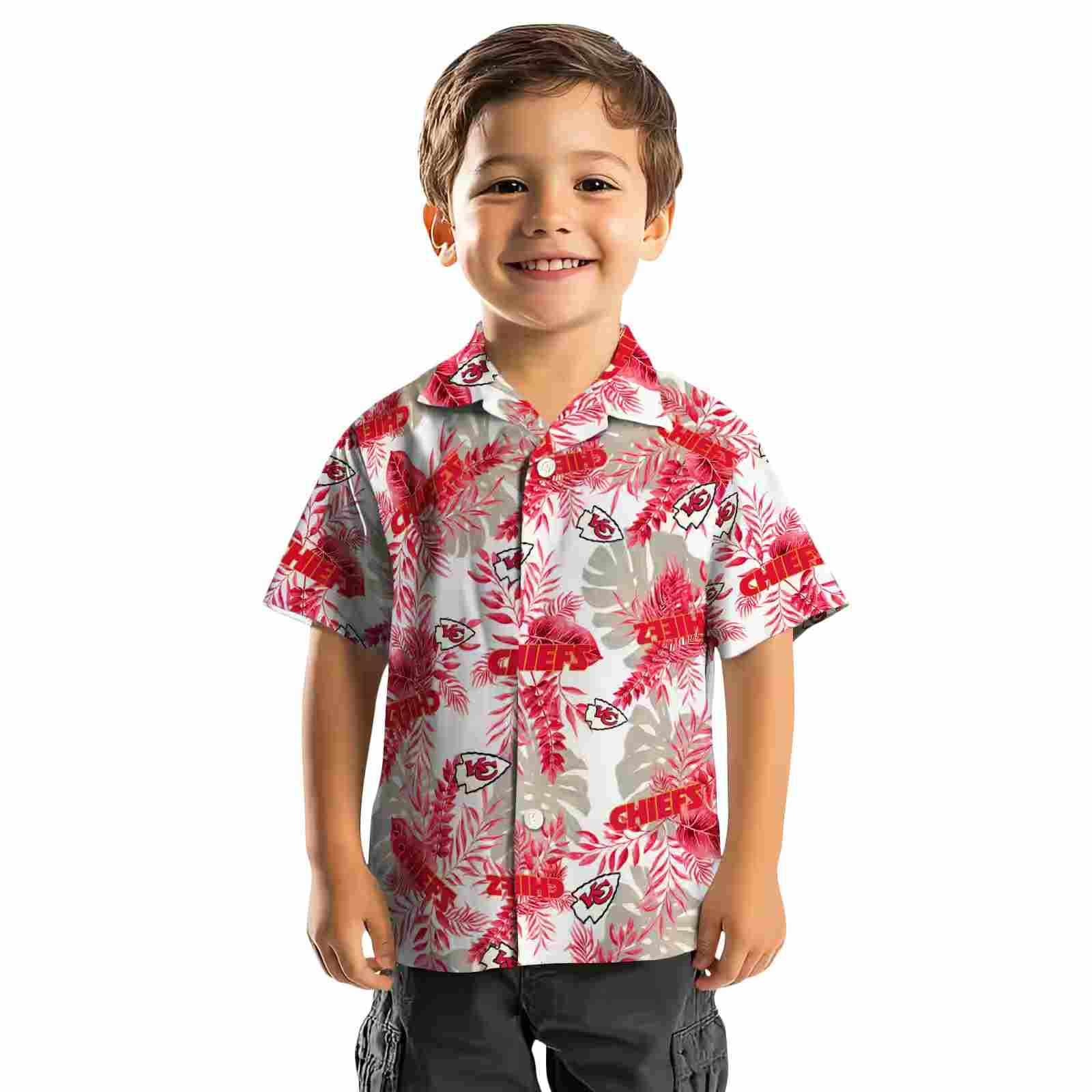 kansas city chiefs tropical leaves red white hawaiian shirt top rated