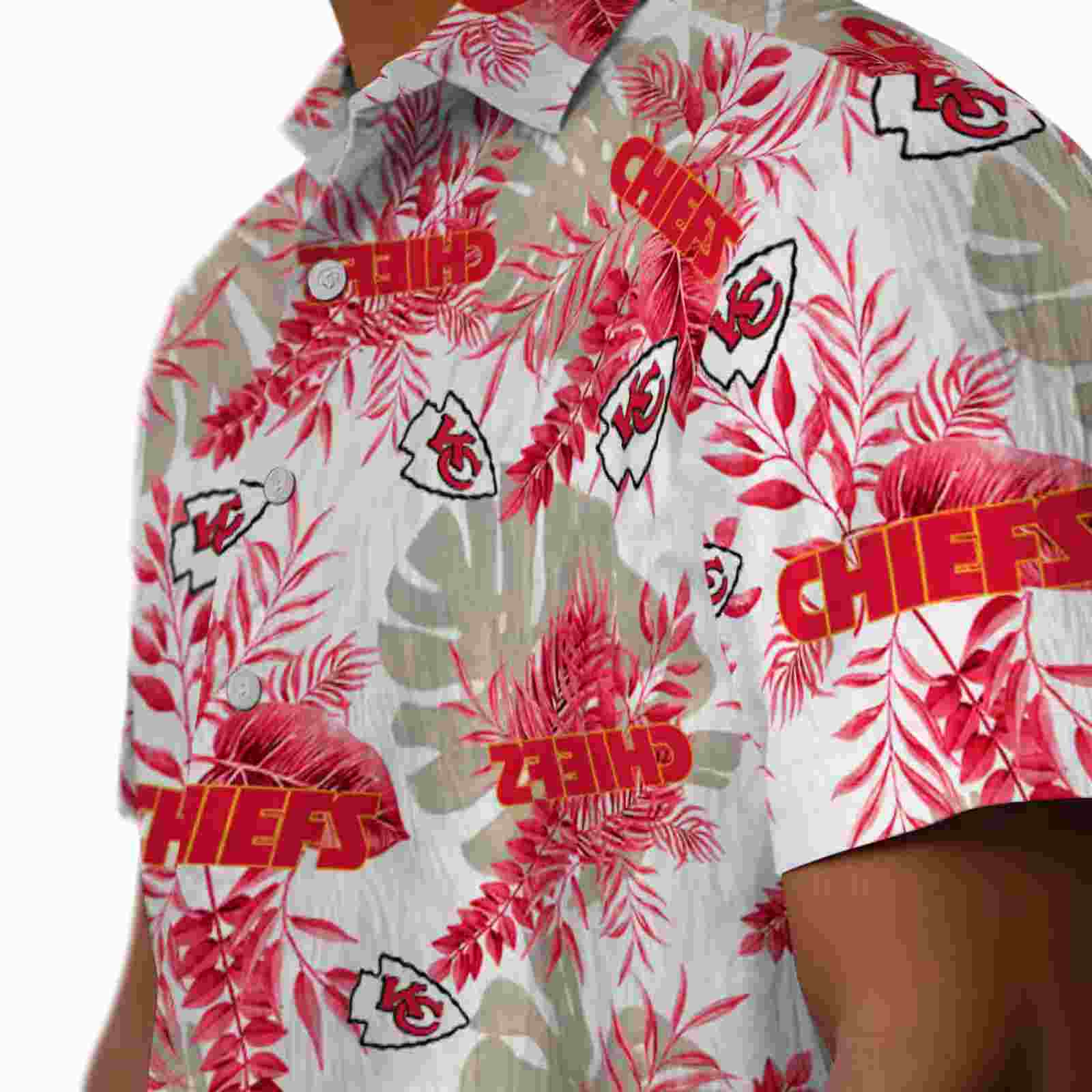 kansas city chiefs tropical leaves red white hawaiian shirt trendy