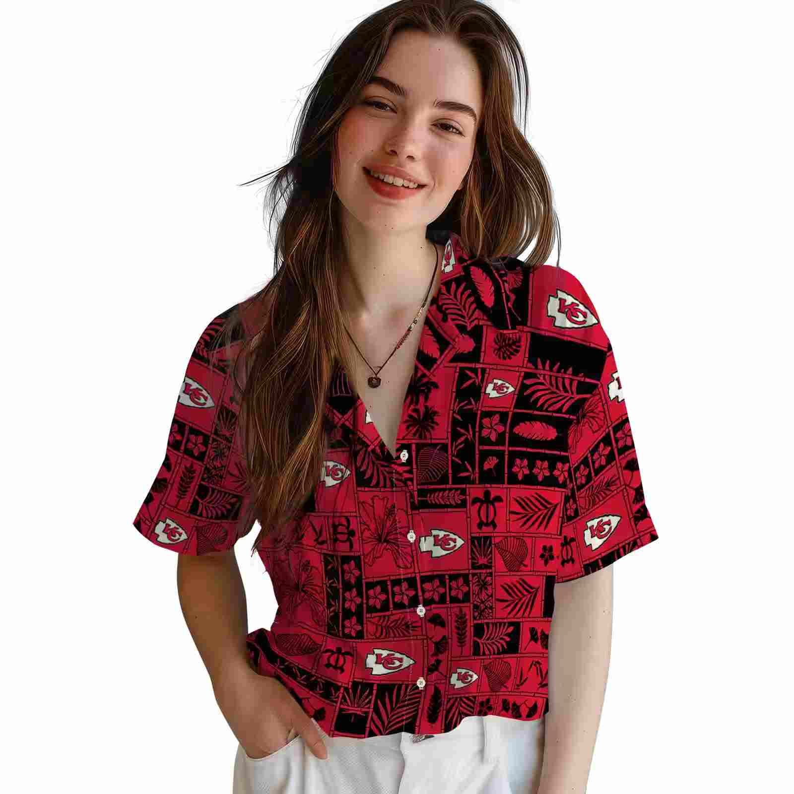 kansas city chiefs tropical patchwork red black hawaiian shirt latest model