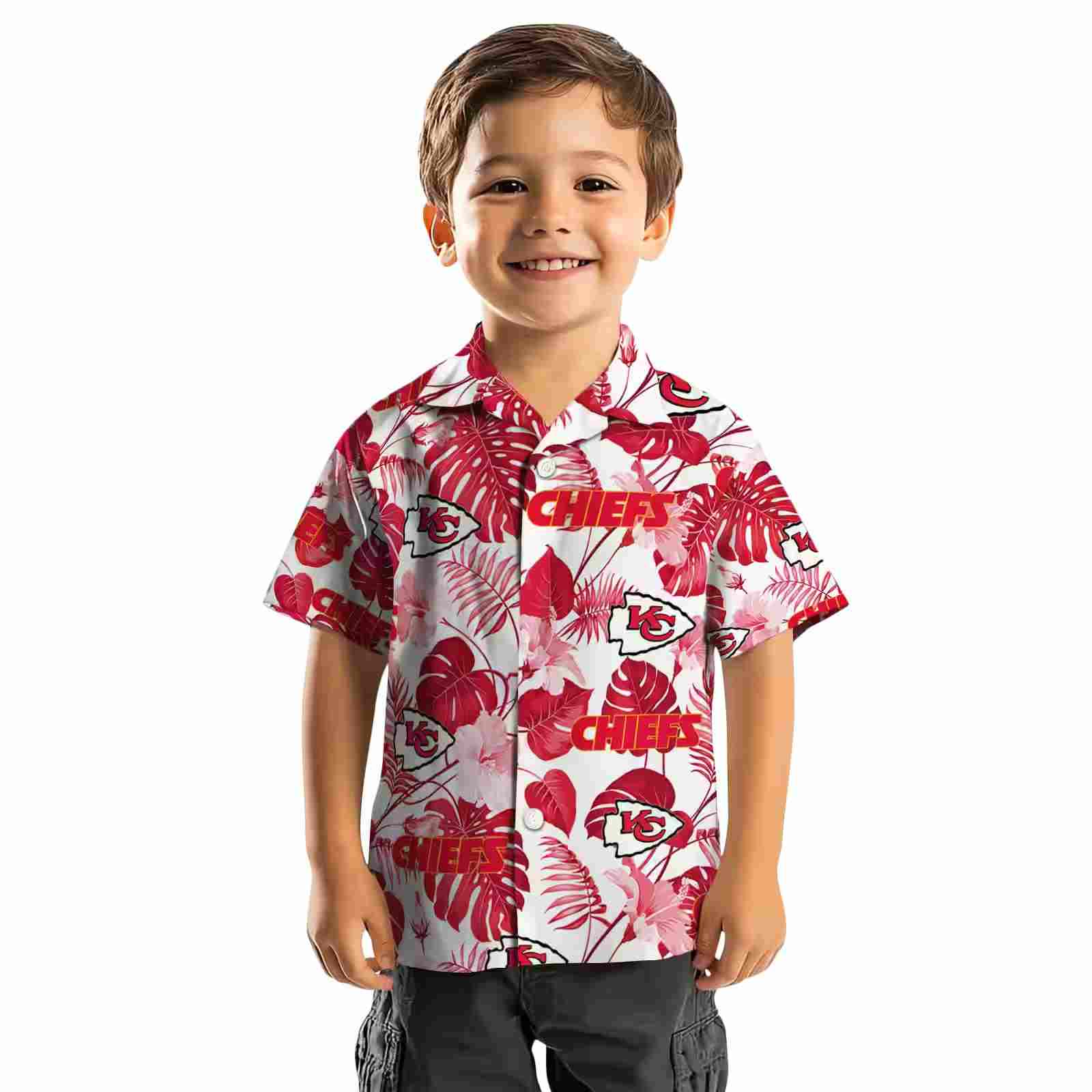 kansas city chiefs tropical plants red white hawaiian shirt top rated