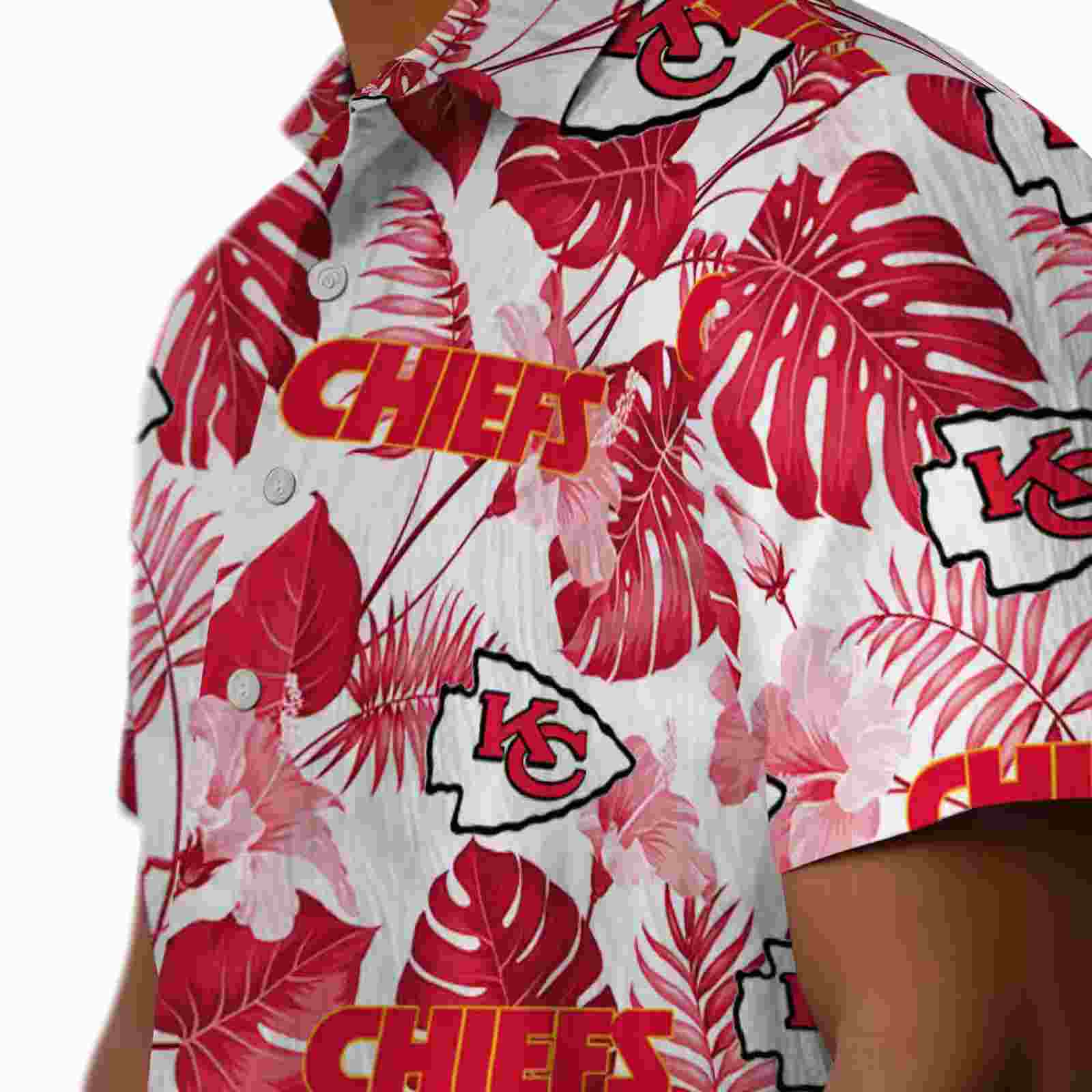 kansas city chiefs tropical plants red white hawaiian shirt trendy