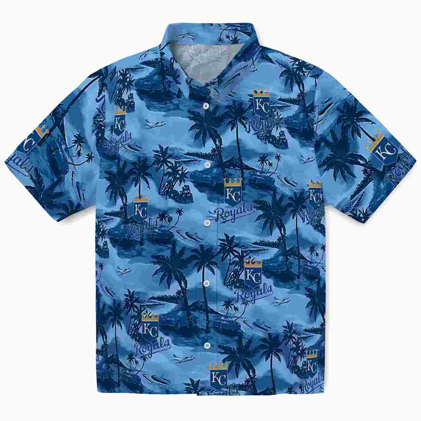 Kansas City Royals Coastal Palms Royal Blue Hawaiian Shirt