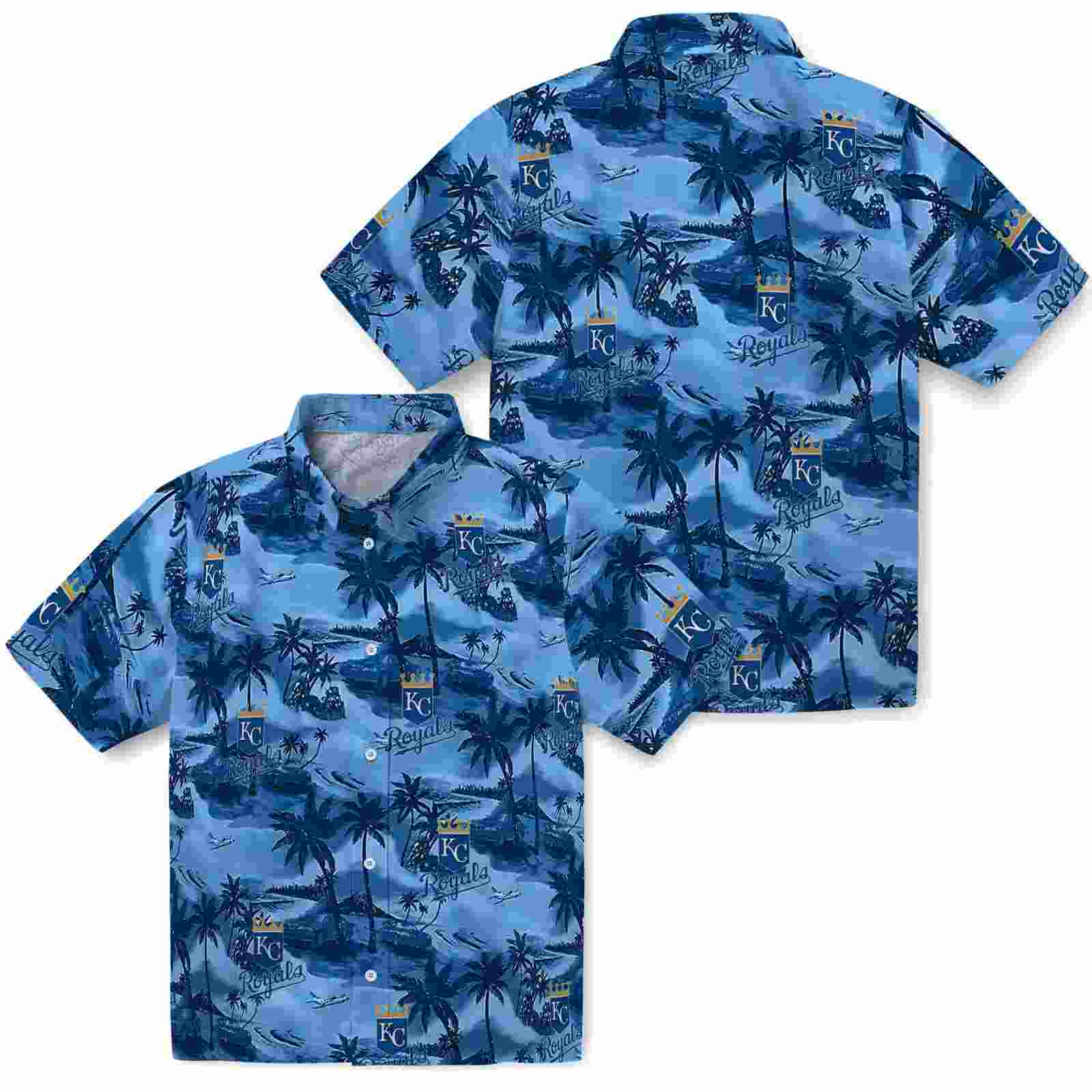 kansas city royals coastal palms royal blue hawaiian shirt high quality