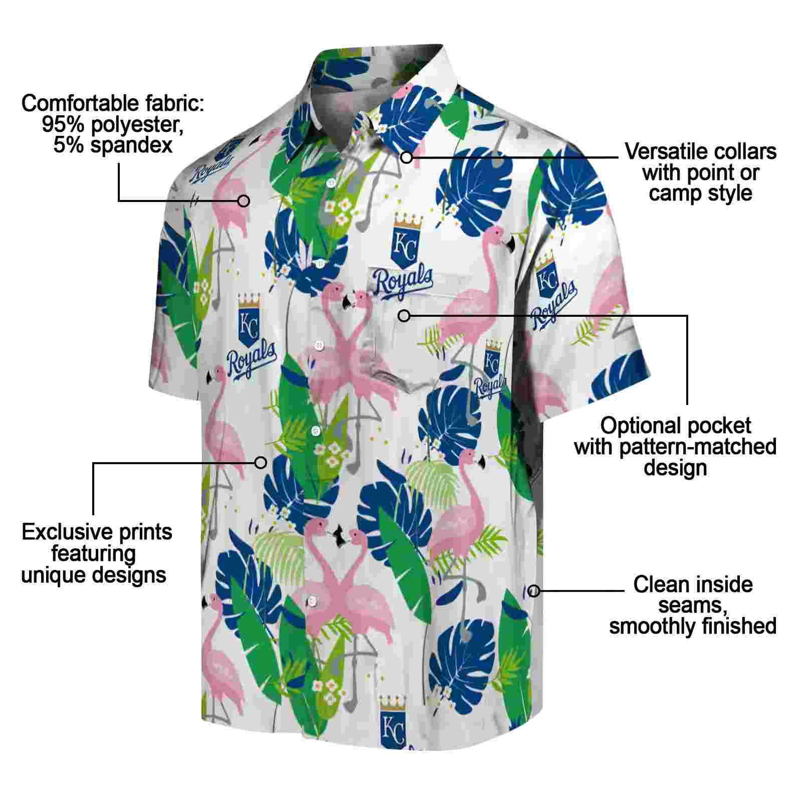 kansas city royals flamingo foliage royal blue green hawaiian shirt new arrival