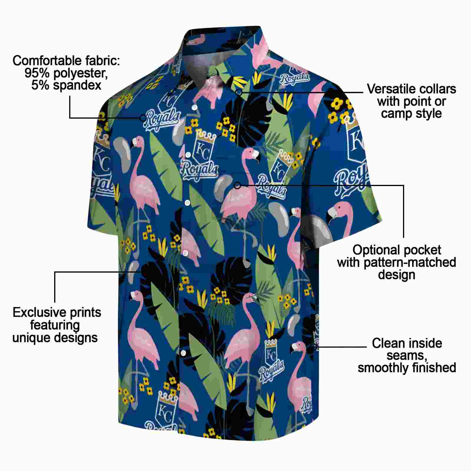 kansas city royals flamingo leaves royal blue hawaiian shirt new arrival