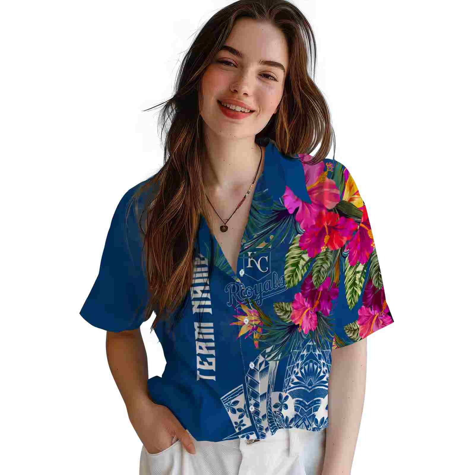 kansas city royals floral polynesian royal blue hawaiian shirt latest model