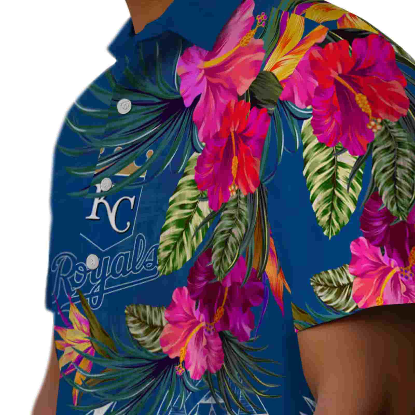 kansas city royals floral polynesian royal blue hawaiian shirt trendy