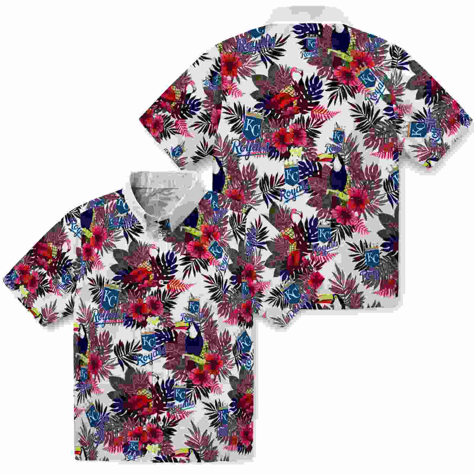 kansas city royals floral toucan royal blue red hawaiian shirt high quality