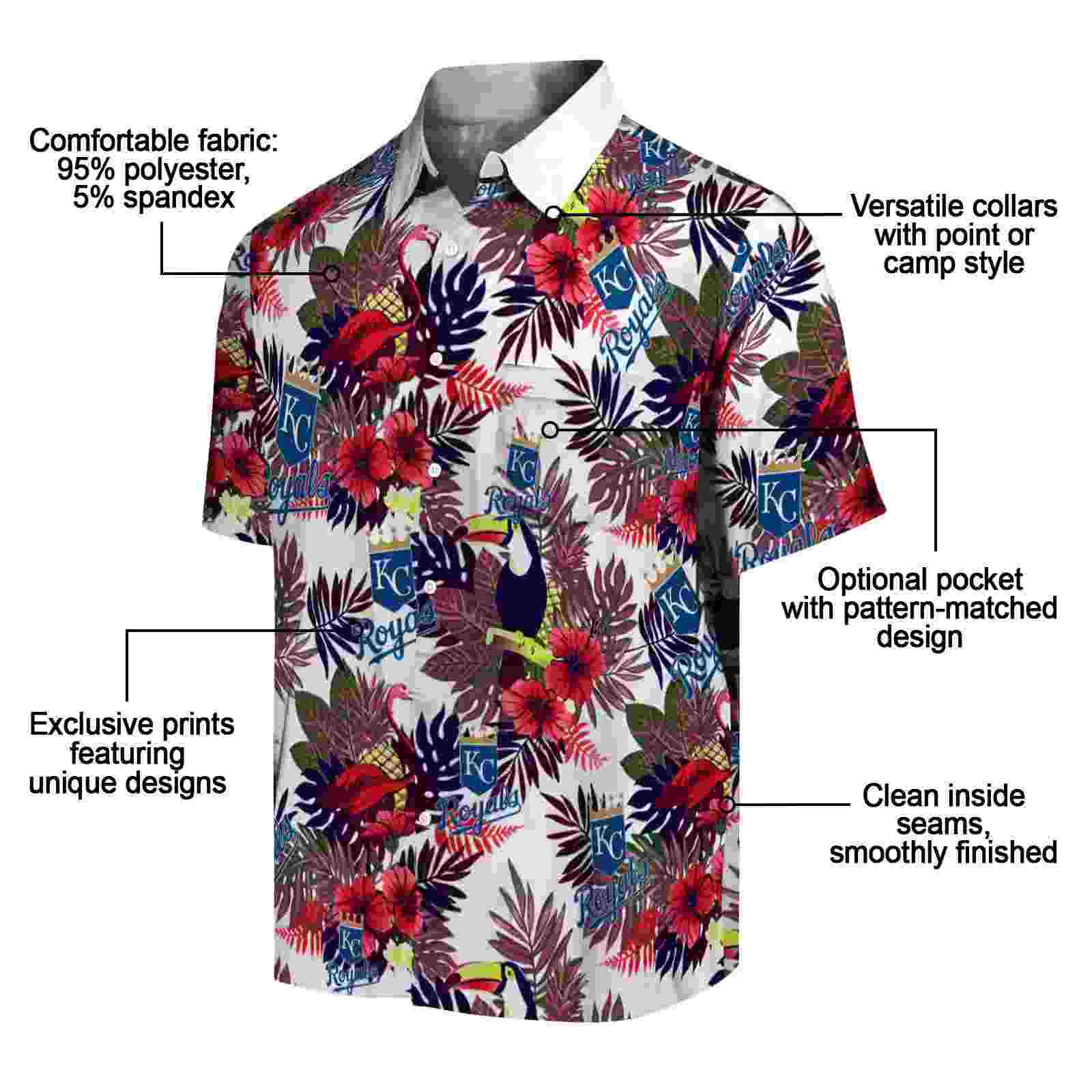 kansas city royals floral toucan royal blue red hawaiian shirt new arrival