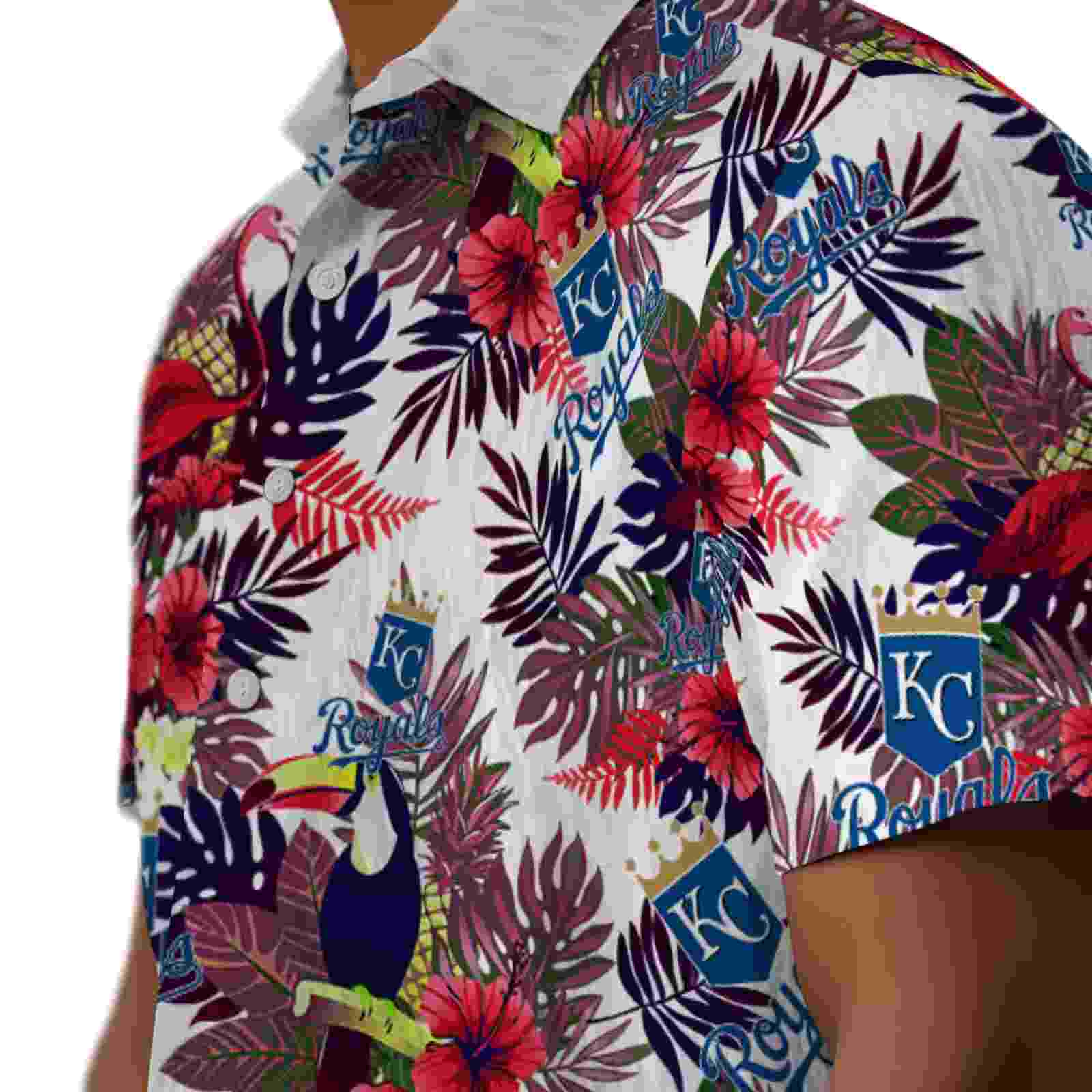 kansas city royals floral toucan royal blue red hawaiian shirt trendy