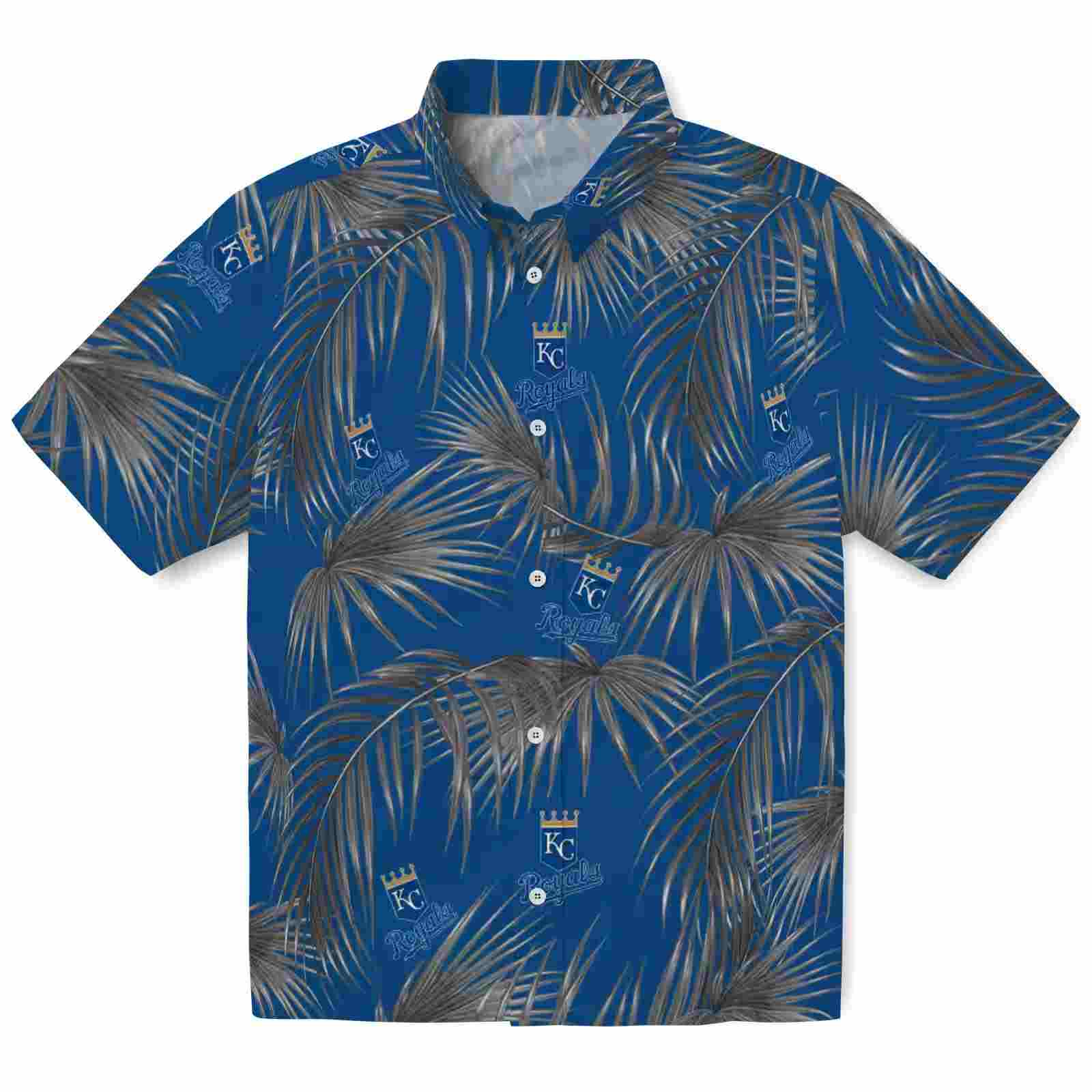 Kansas City Royals Leafy Palms Royal Blue Hawaiian Shirt