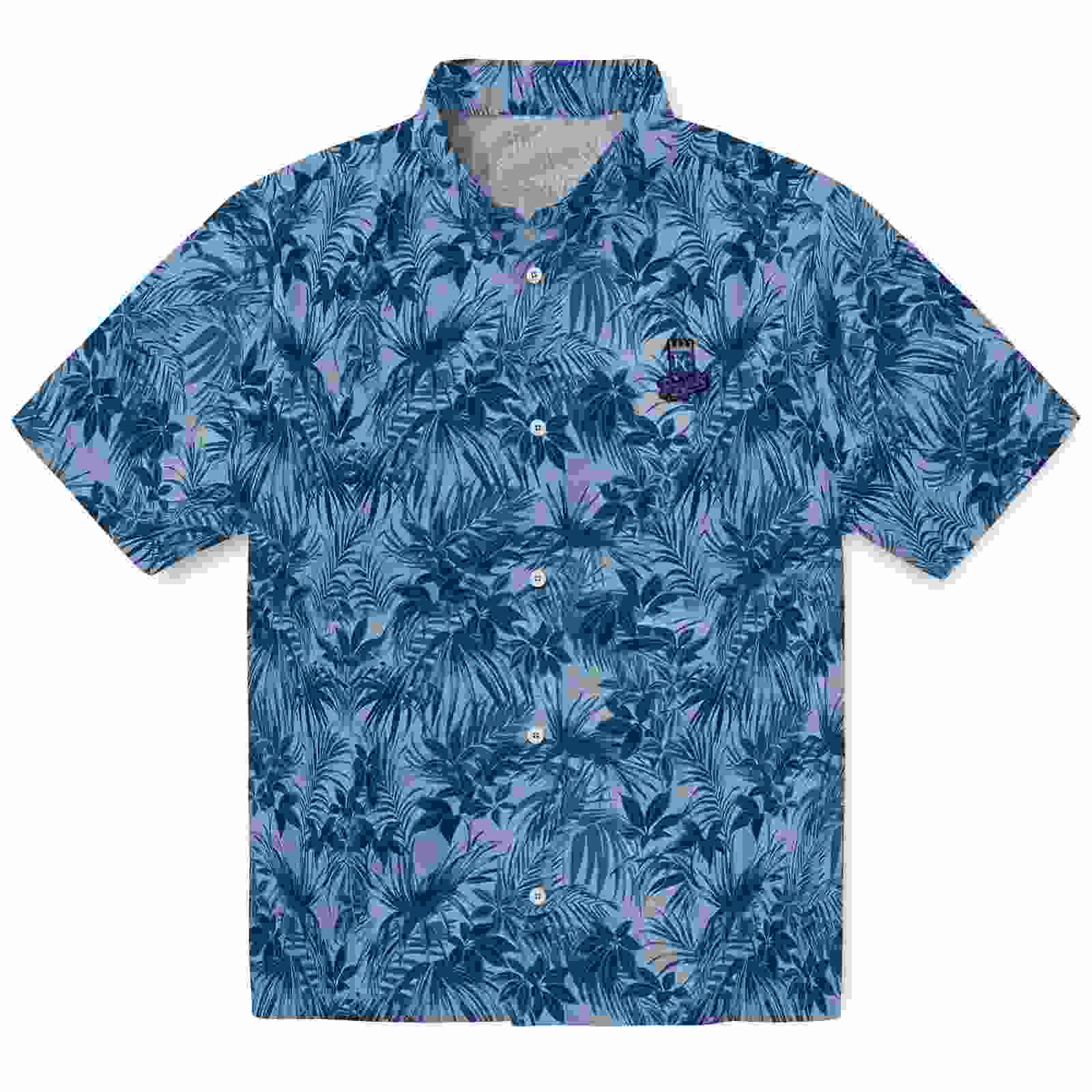 Kansas City Royals Leafy Pattern Royal Blue Hawaiian Shirt