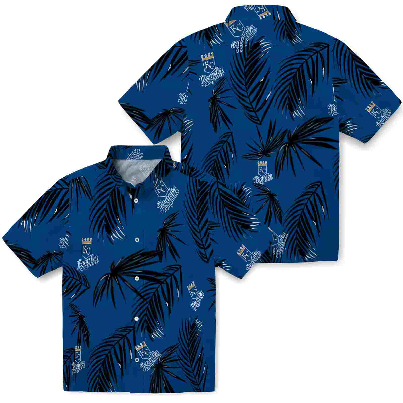 kansas city royals palm leaf royal blue hawaiian shirt high quality