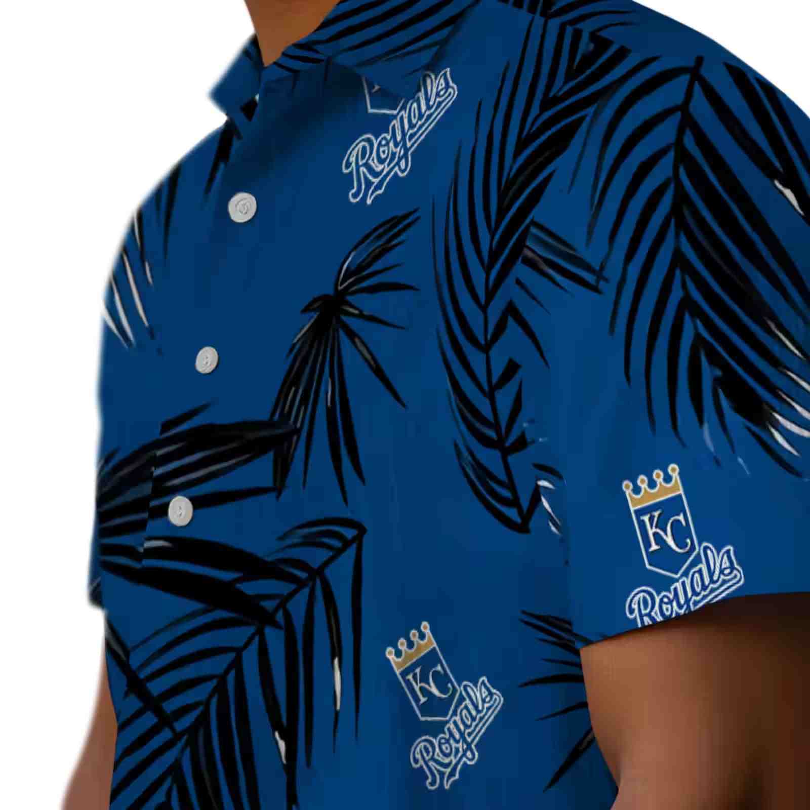 kansas city royals palm leaf royal blue hawaiian shirt trendy