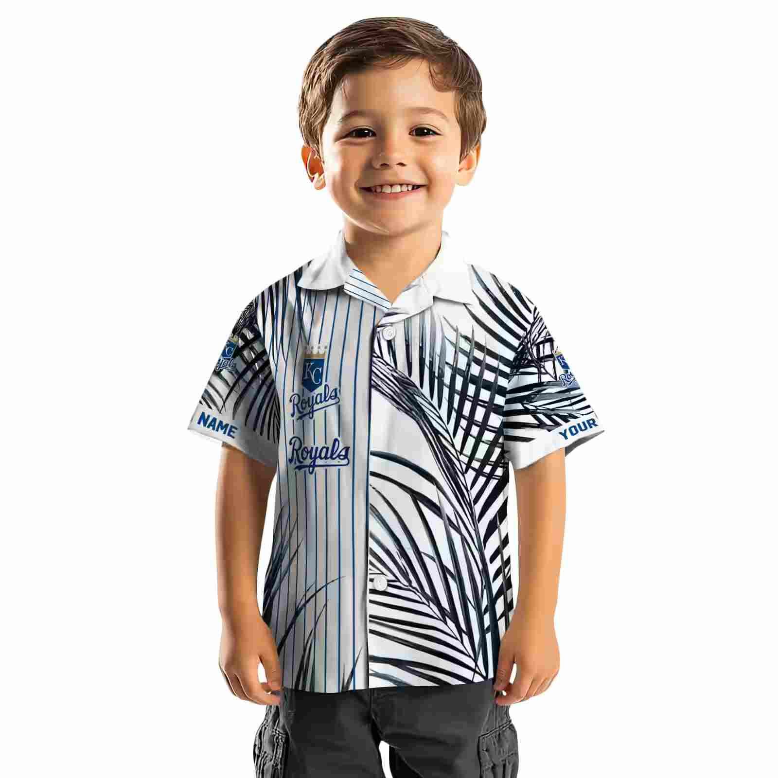 kansas city royals palm stripes royal blue black white hawaiian shirt top rated