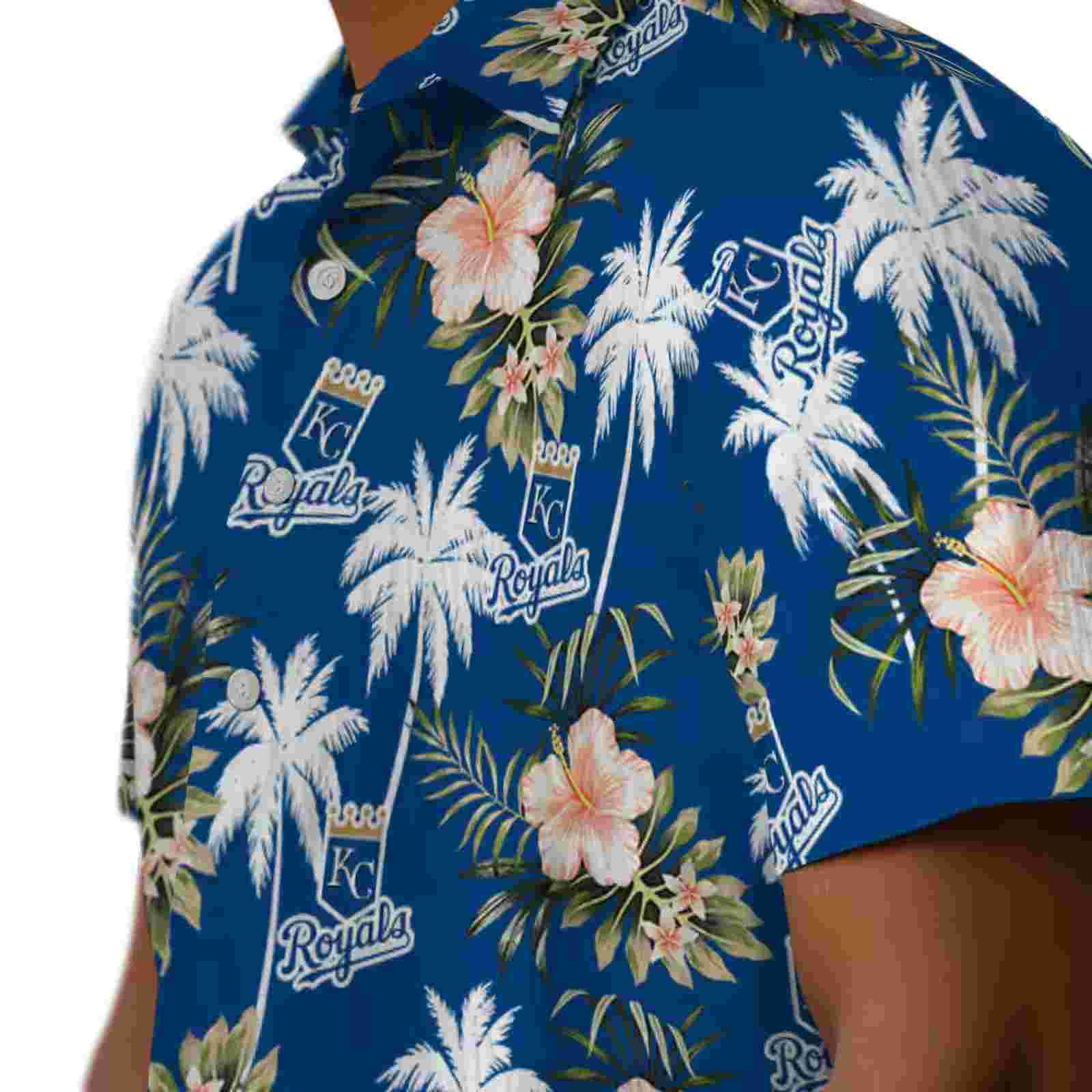 kansas city royals palm tree flower royal blue hawaiian shirt trendy